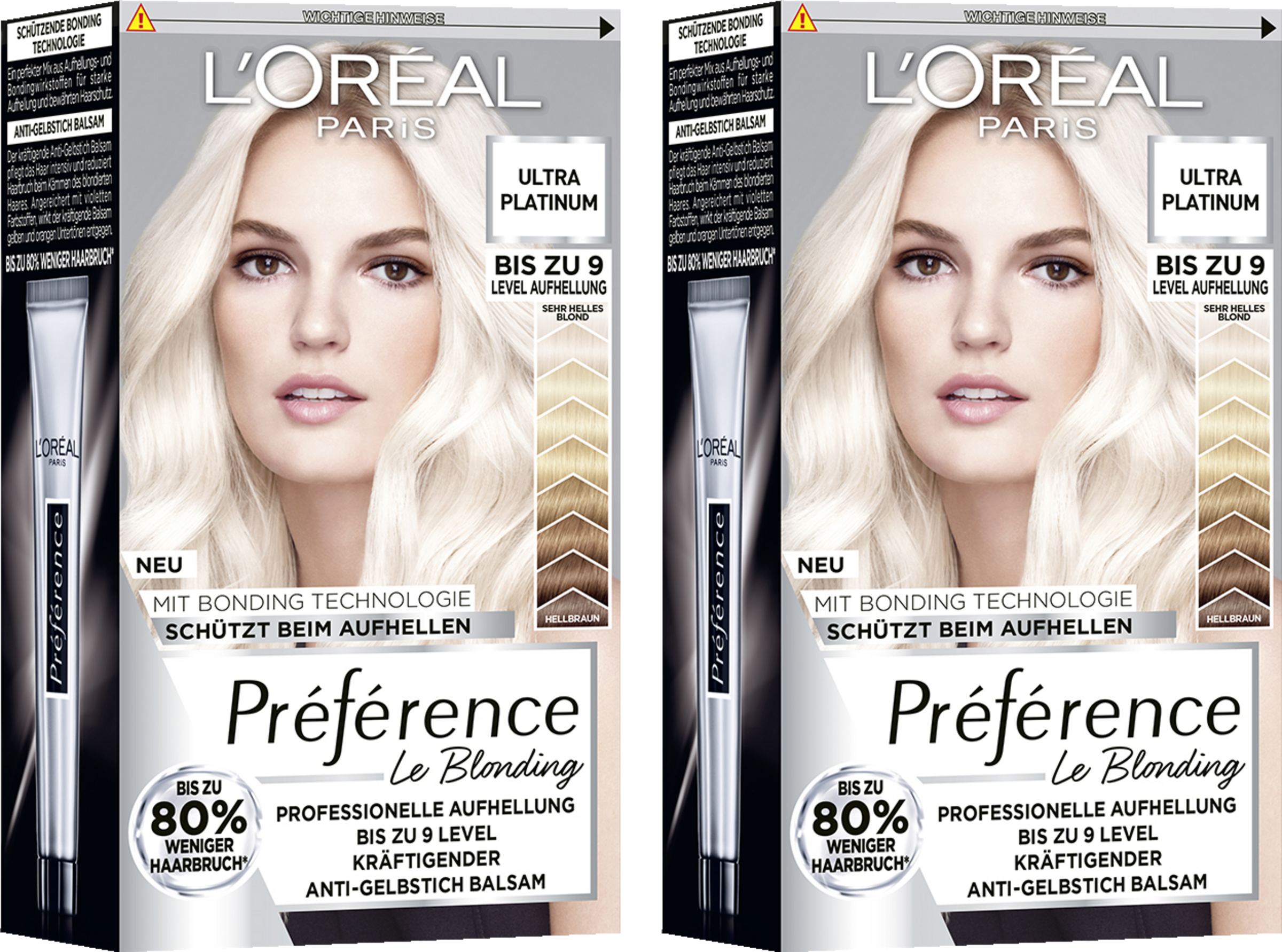 L’Oréal Paris Préférence Le Blonding 9L Ultra platinum dobbeltpakke til professionel afblegning