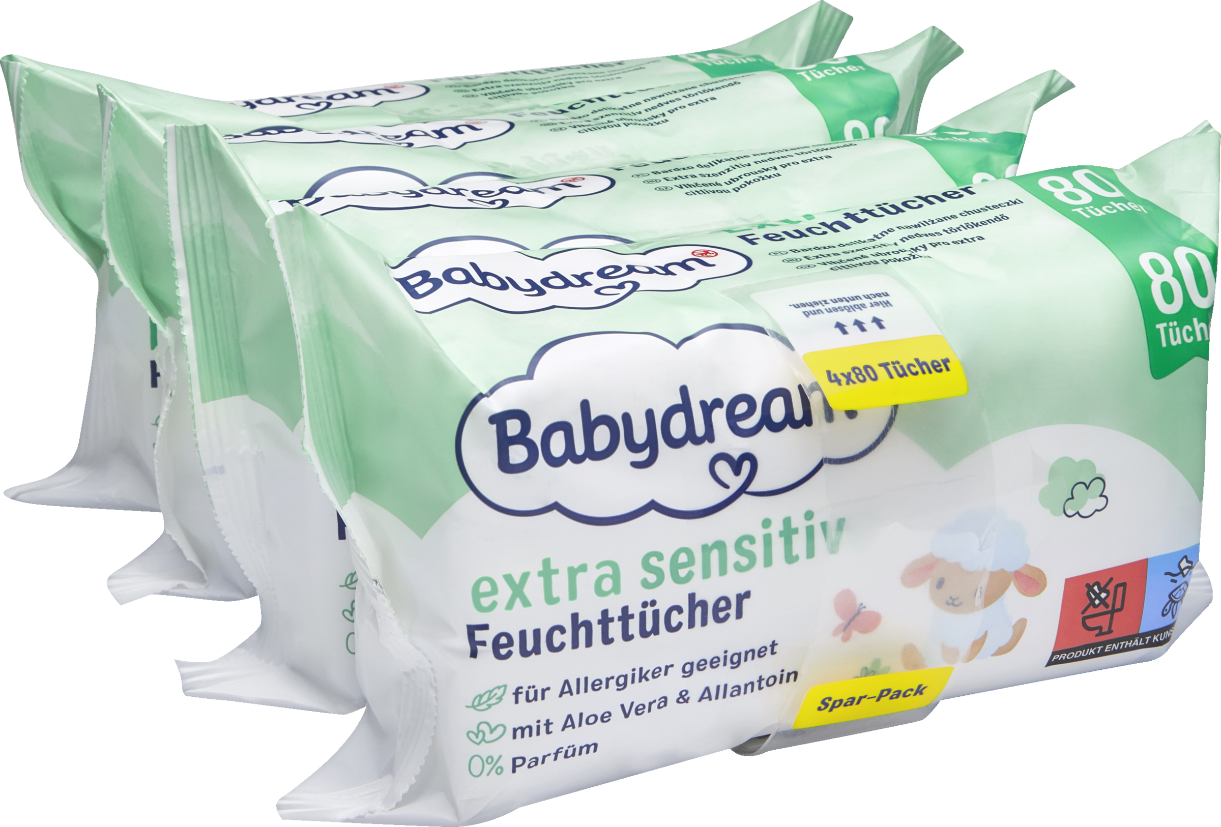 Babydream ekstra sensitive servietter pakke med fire