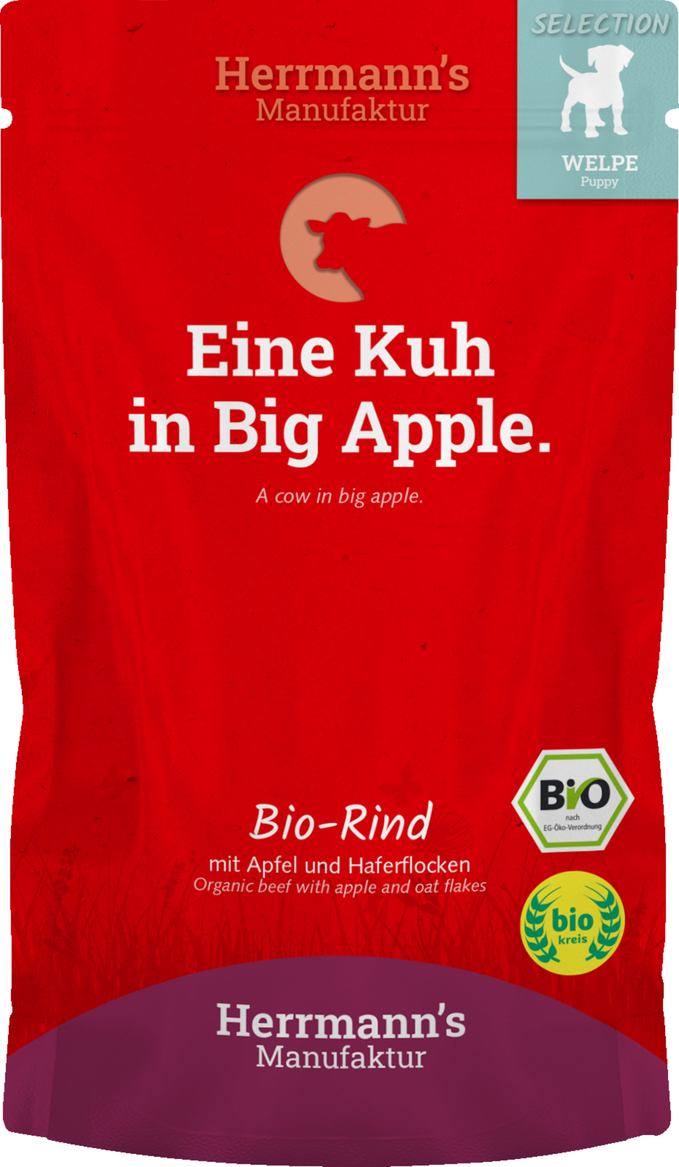 Herrmann's Manufaktur Selection Puppy økologisk vådfoder med okse, æble og havregryn