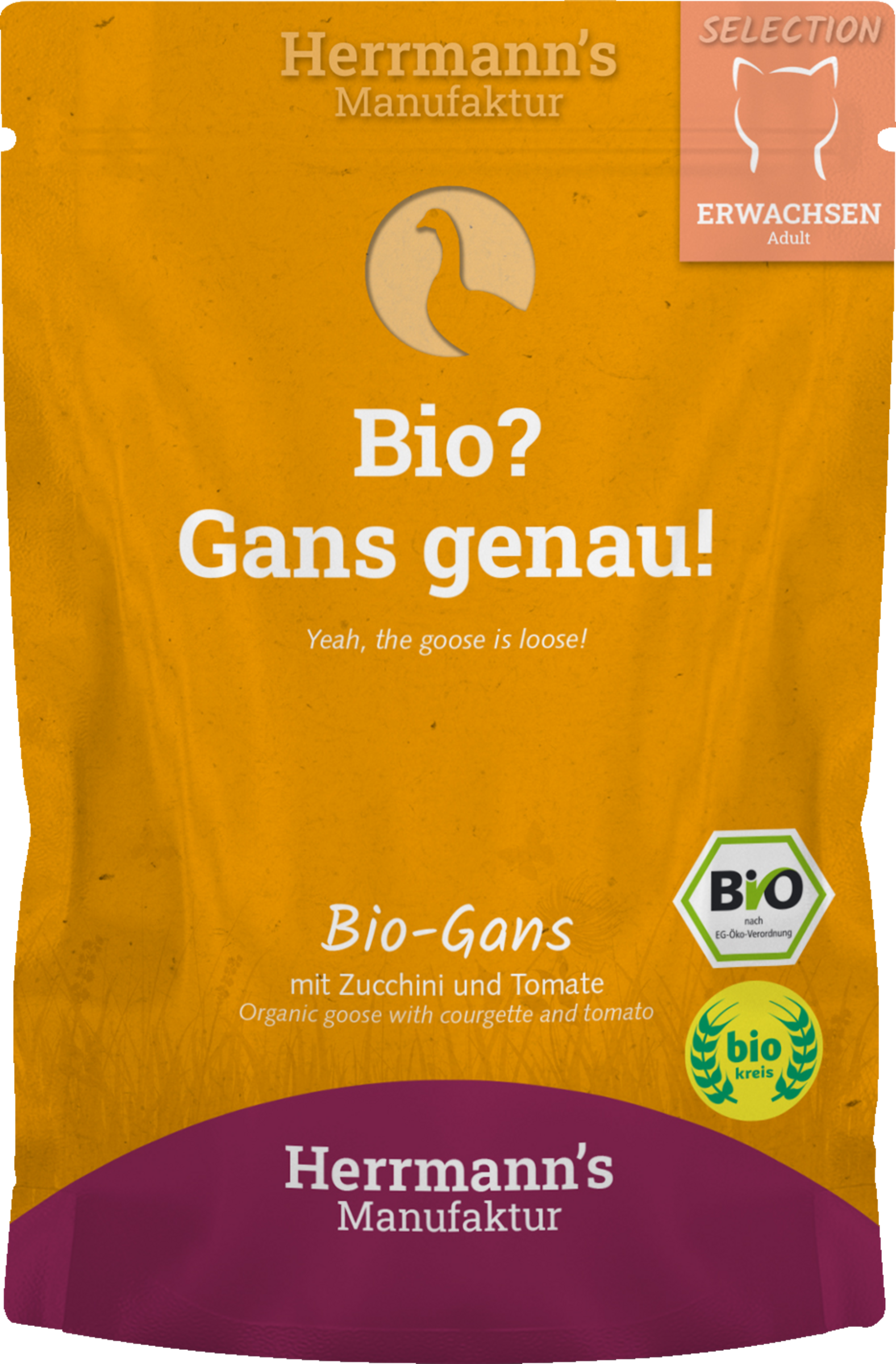 Herrmann's Manufaktur Selection Adult vådfoder til katte med økologisk gås, squash og tomater