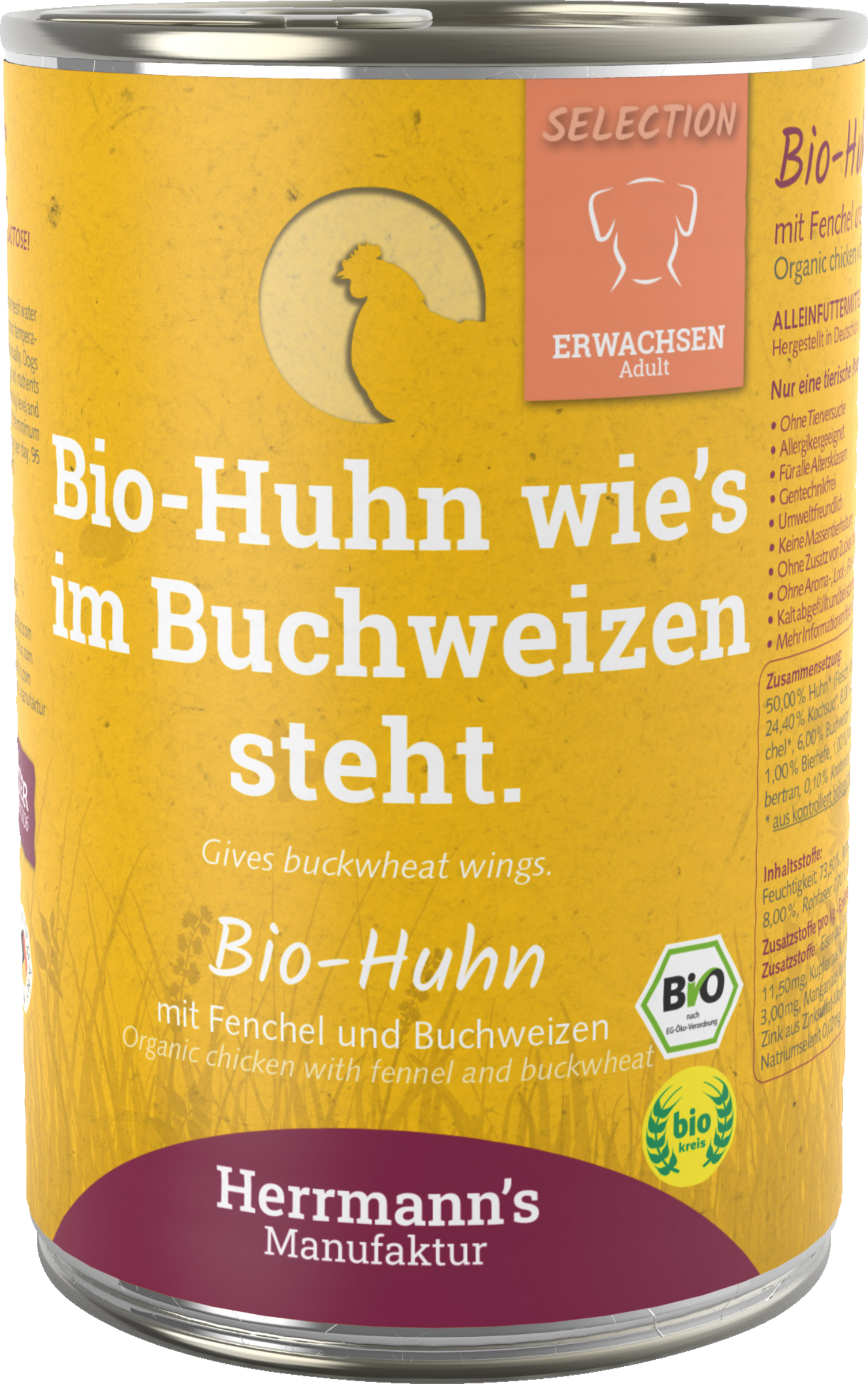 Herrmann's Manufaktur Selection Adult vådfoder til hunde med økologisk kylling, fennikel og boghvede