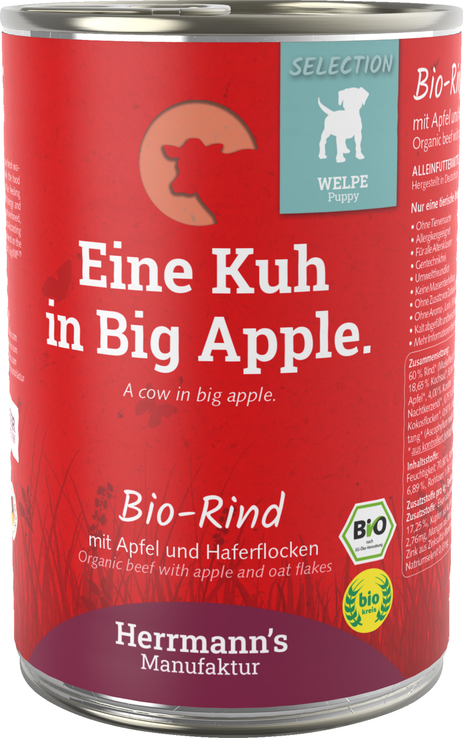 Herrmann's Manufaktur Selection Puppy økologisk vådfoder med okse, æble og havregryn