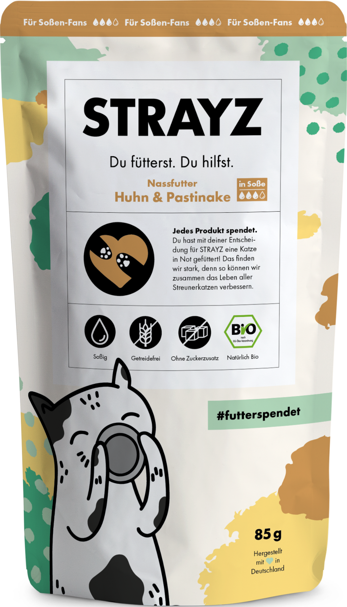 STRAYZ Økologisk vådfoder med kylling og pastinak i sovs