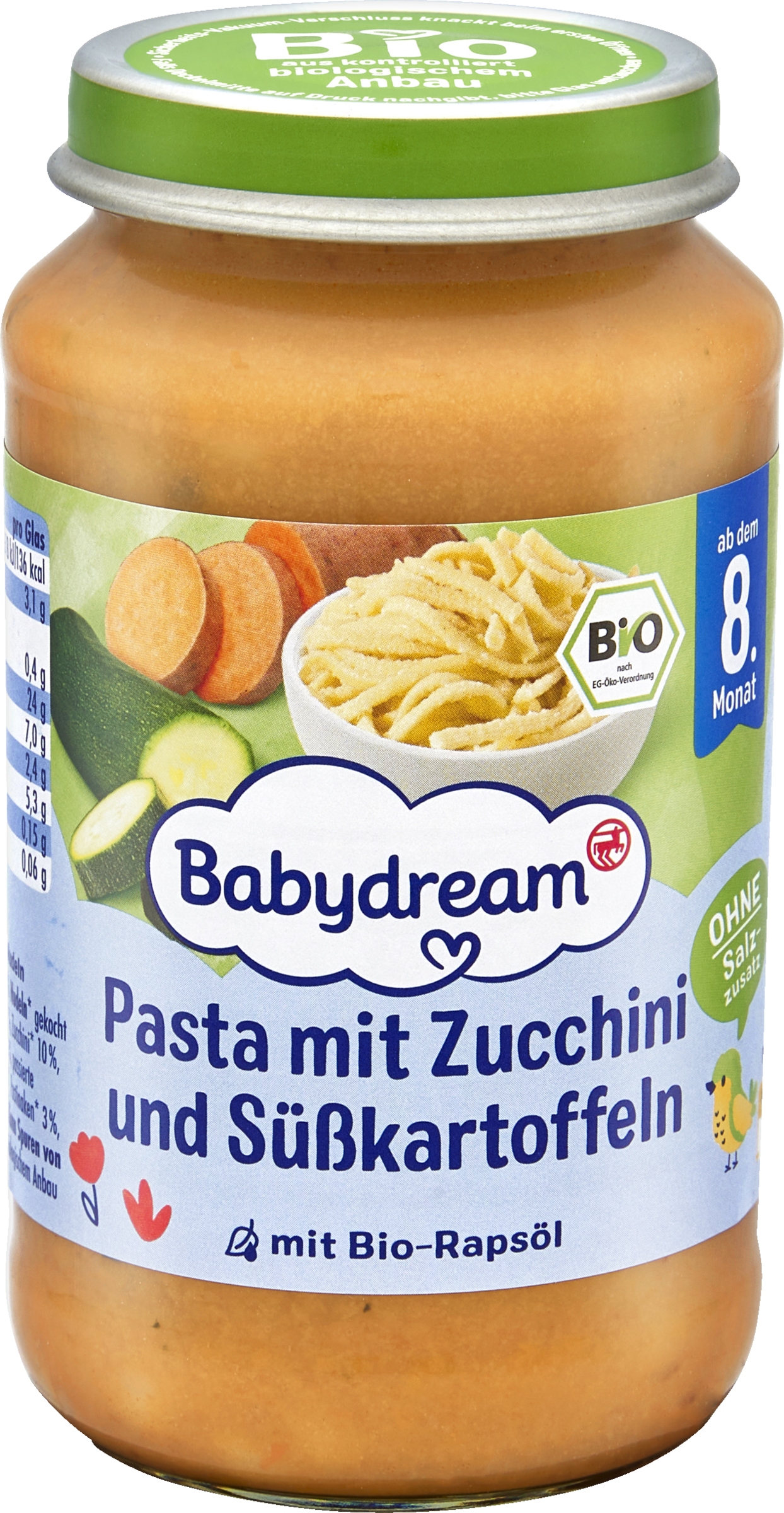 Babydream Økologisk pasta med zucchini og søde kartofler