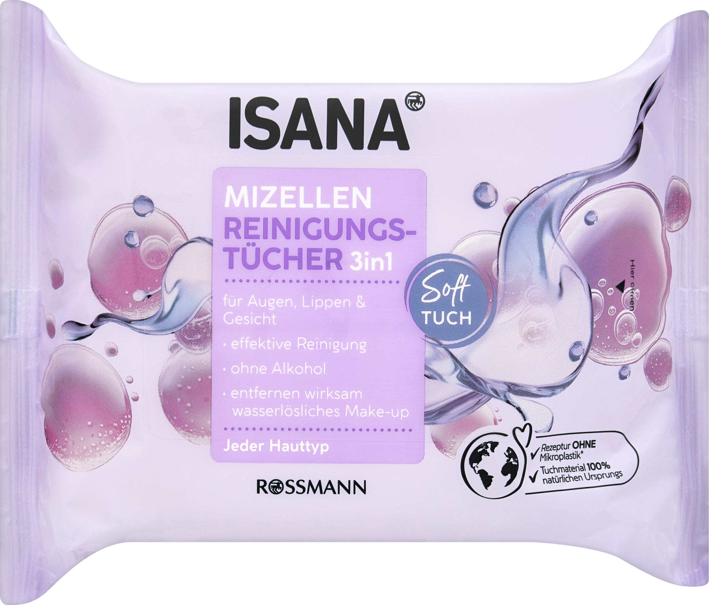 ISANA 3-i-1 Micelle renseservietter