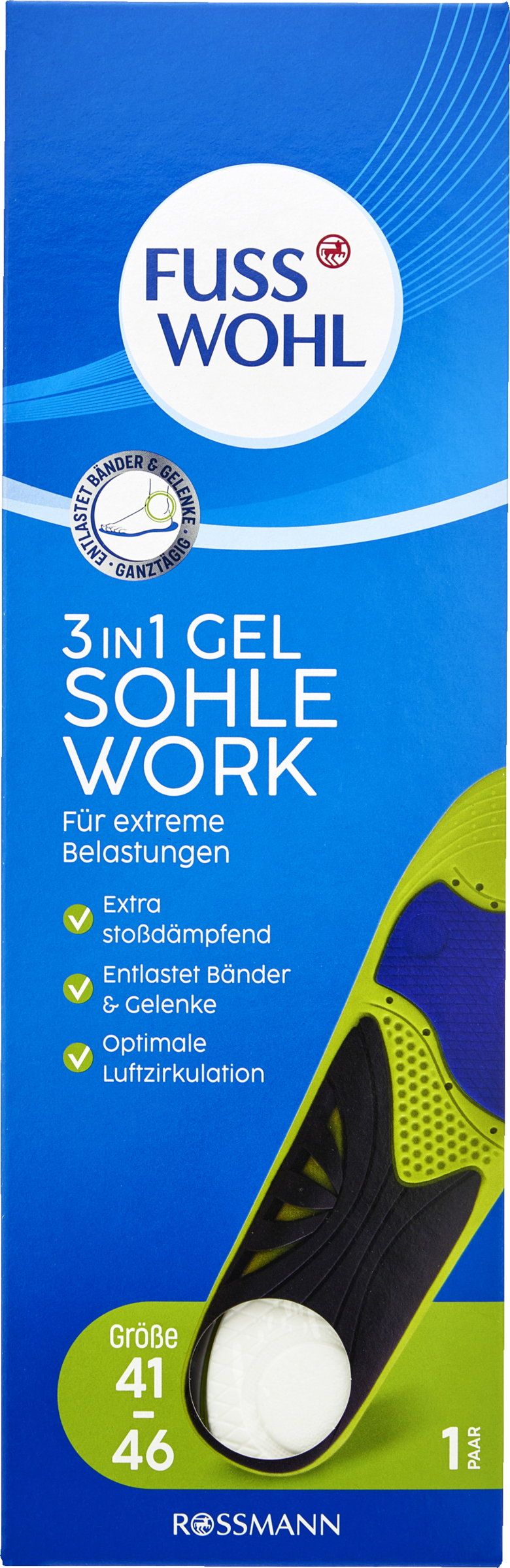 FUSSWOHL 3-i-1 gelsål Work str. 41-46