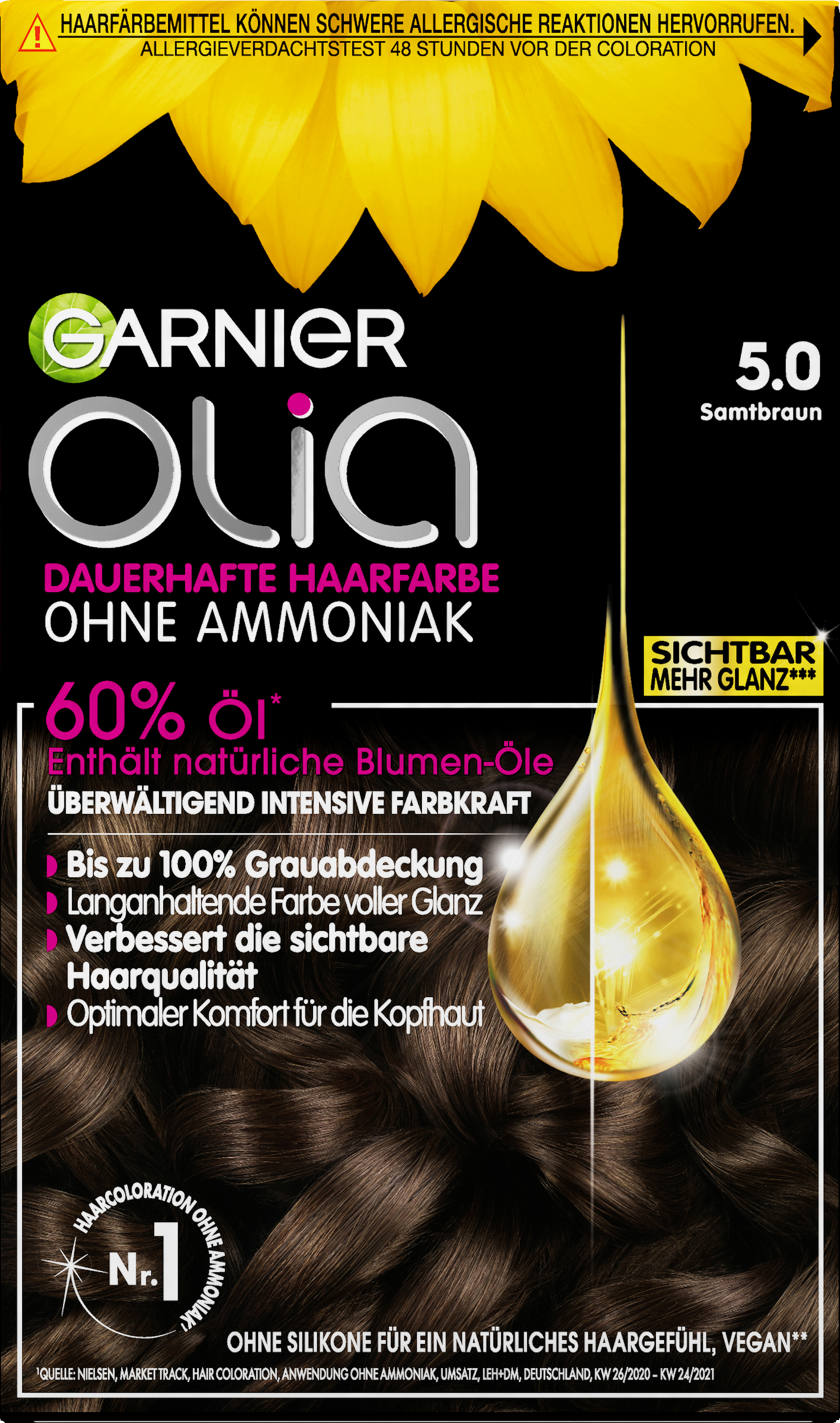 Garnier Olia Langvarig hårfarve nr. 5.0: Fløjlsbrun