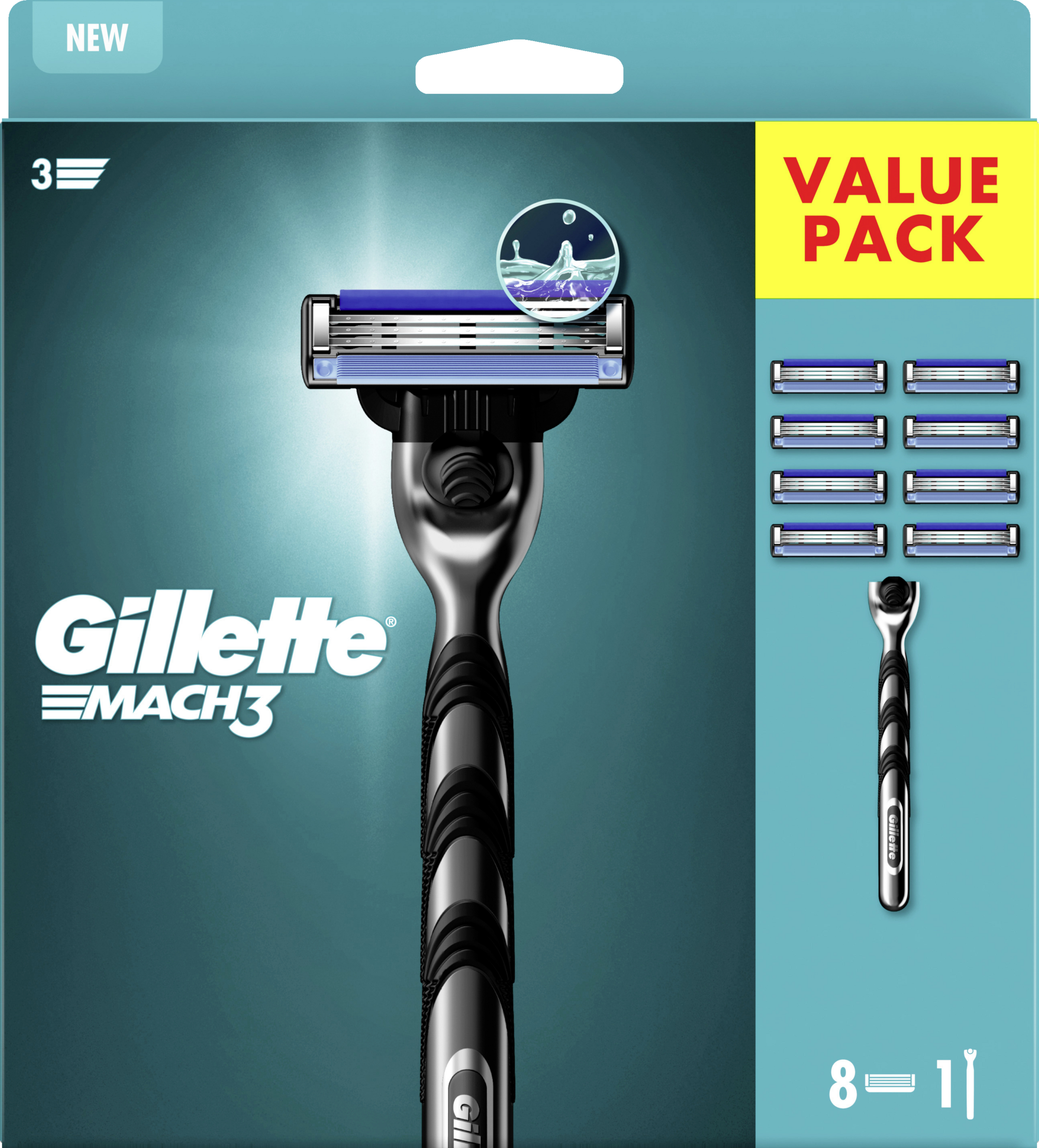 Gillette MACH3 Value Pack shaver med 8 blade