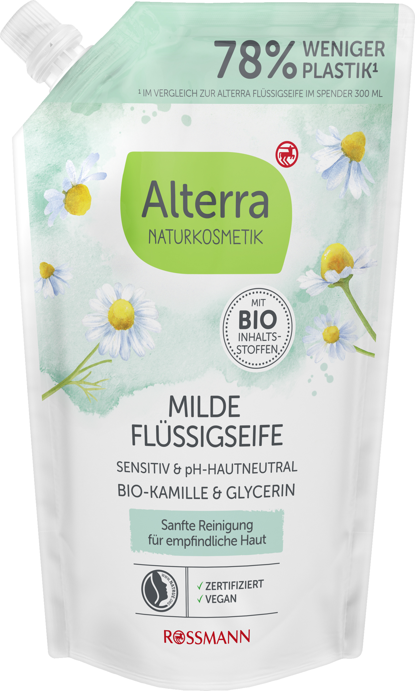 Alterra NATURKOSMETIK Økologisk, mild flydende sæbe kamille refill-pose