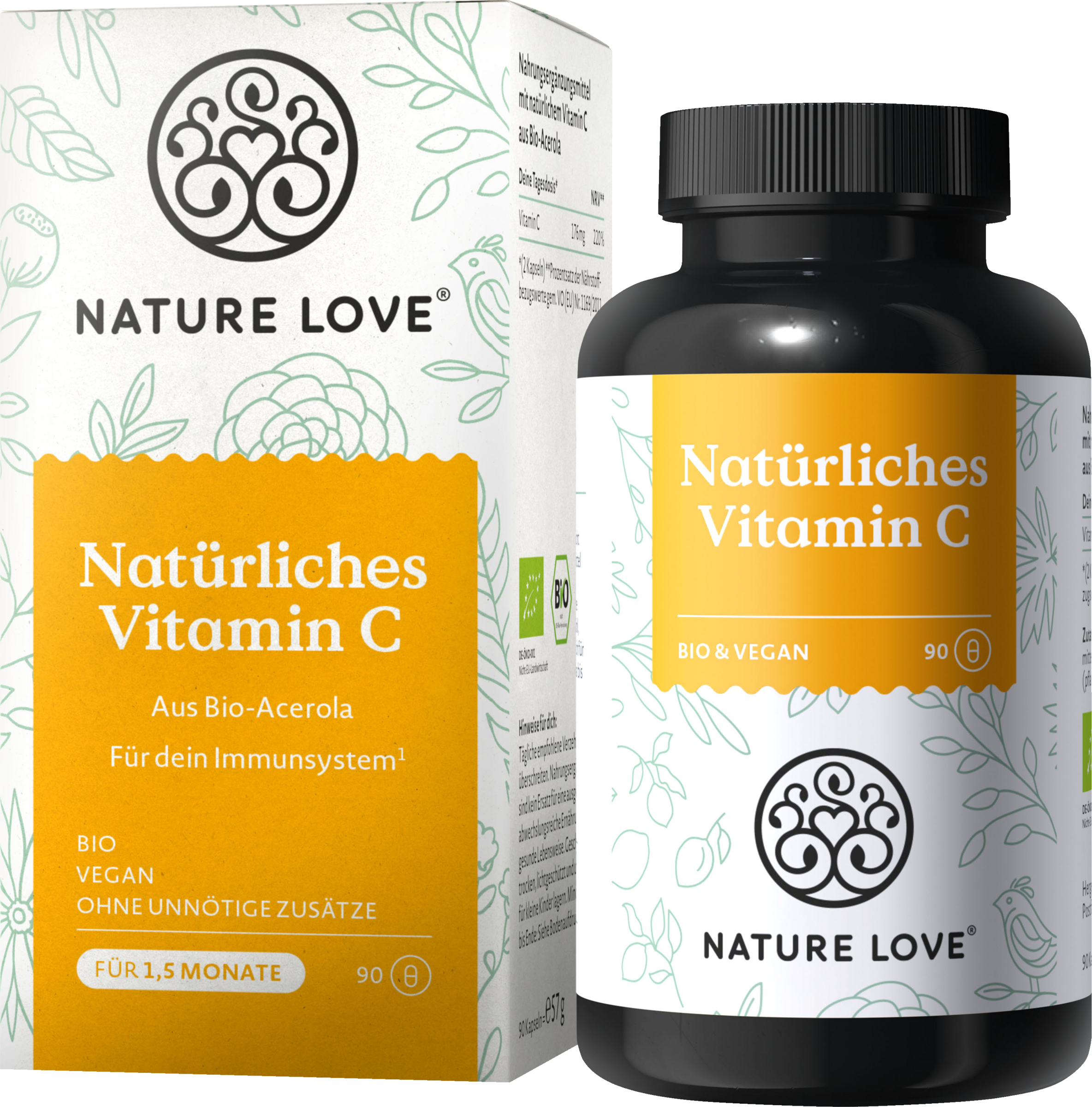 Nature Love Økologiske naturlige C-vitamin-kapsler