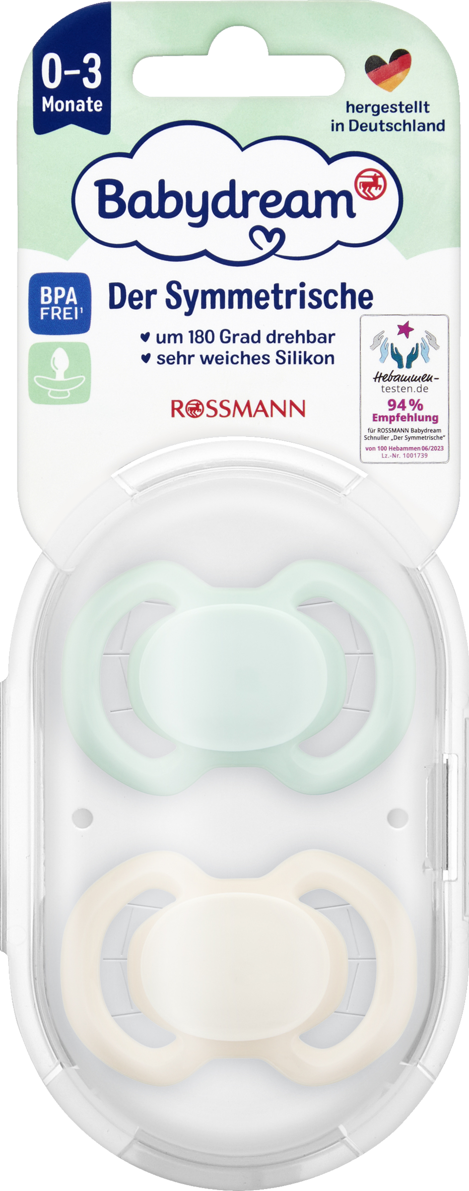 Babydream Sut, symmetrisk, mynte og appelsin, 0-3 måneder