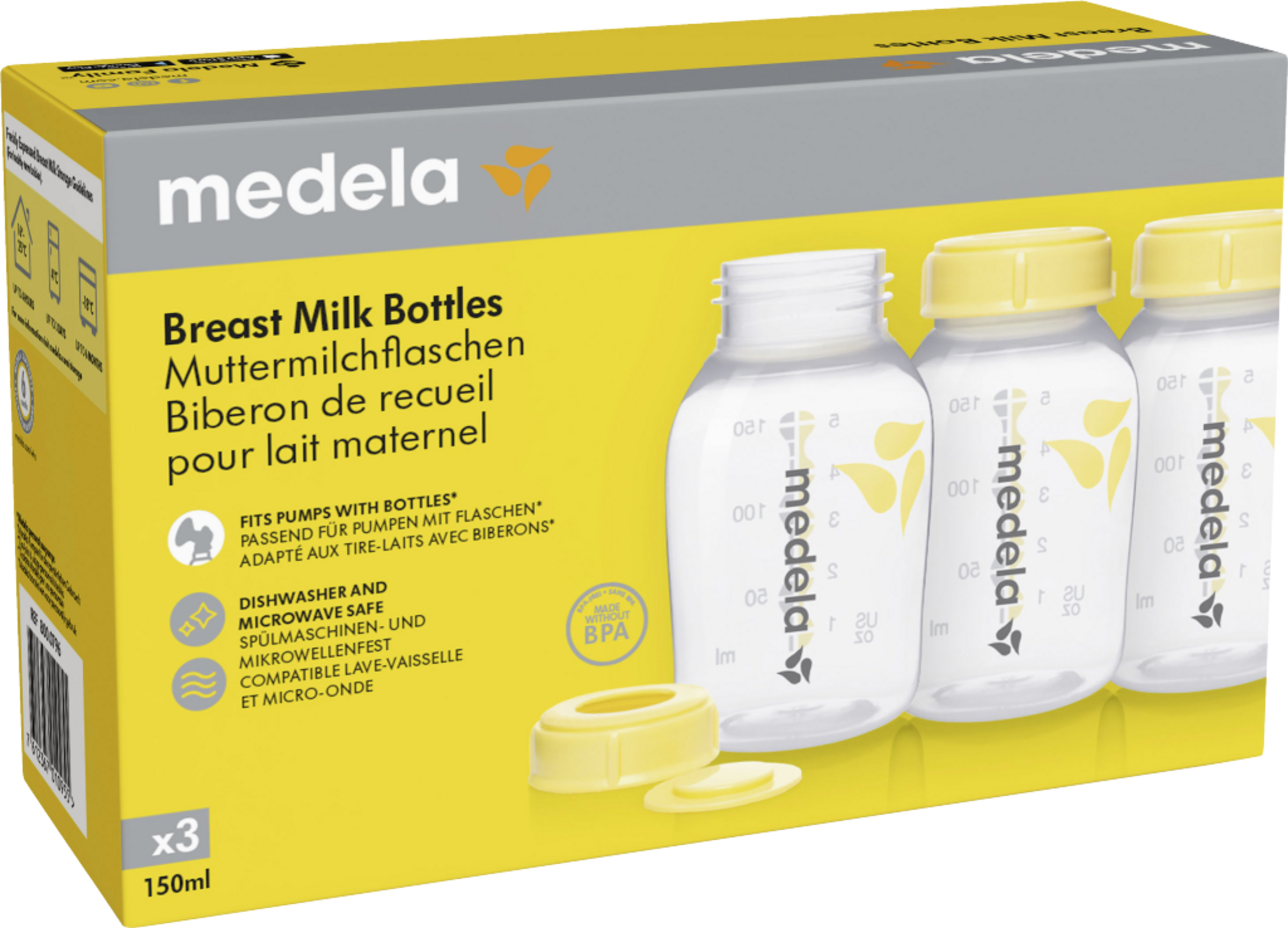 medela Sæt med 3 stk. med modermælkeflasker 150 ml.