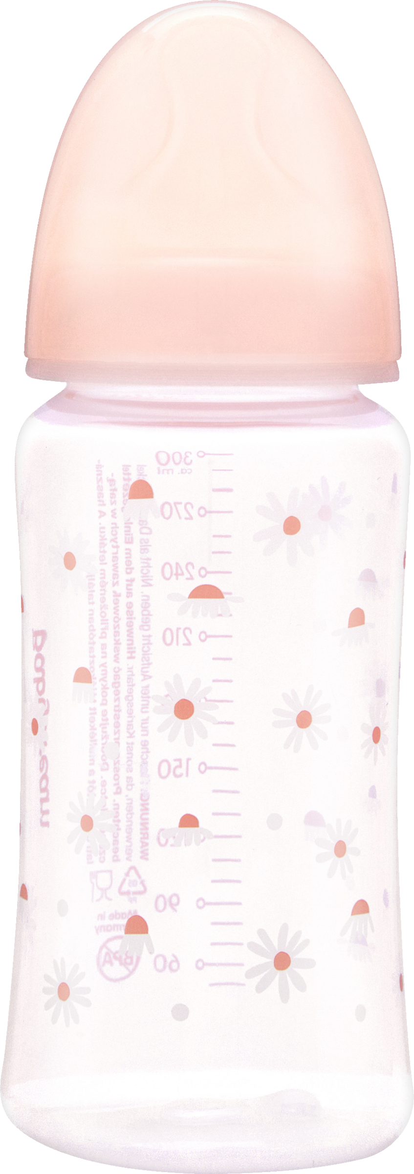 Babydream Sutteflaske med bred hals, de klassiske blomster, 0+, 300 ml