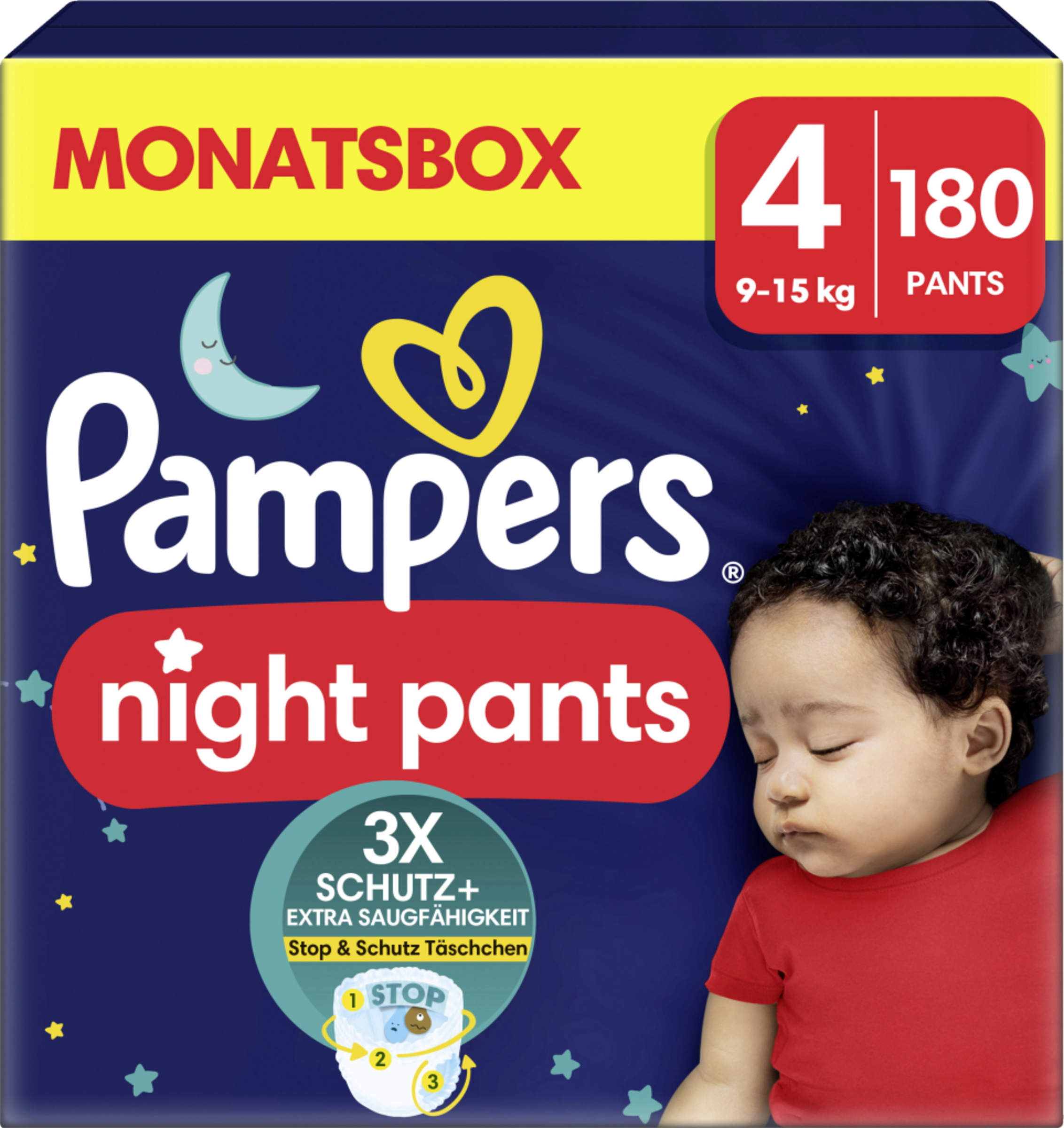 Pampers Baby Dry Night Pants bleer str. 4 (9-15 kg) månedskasse