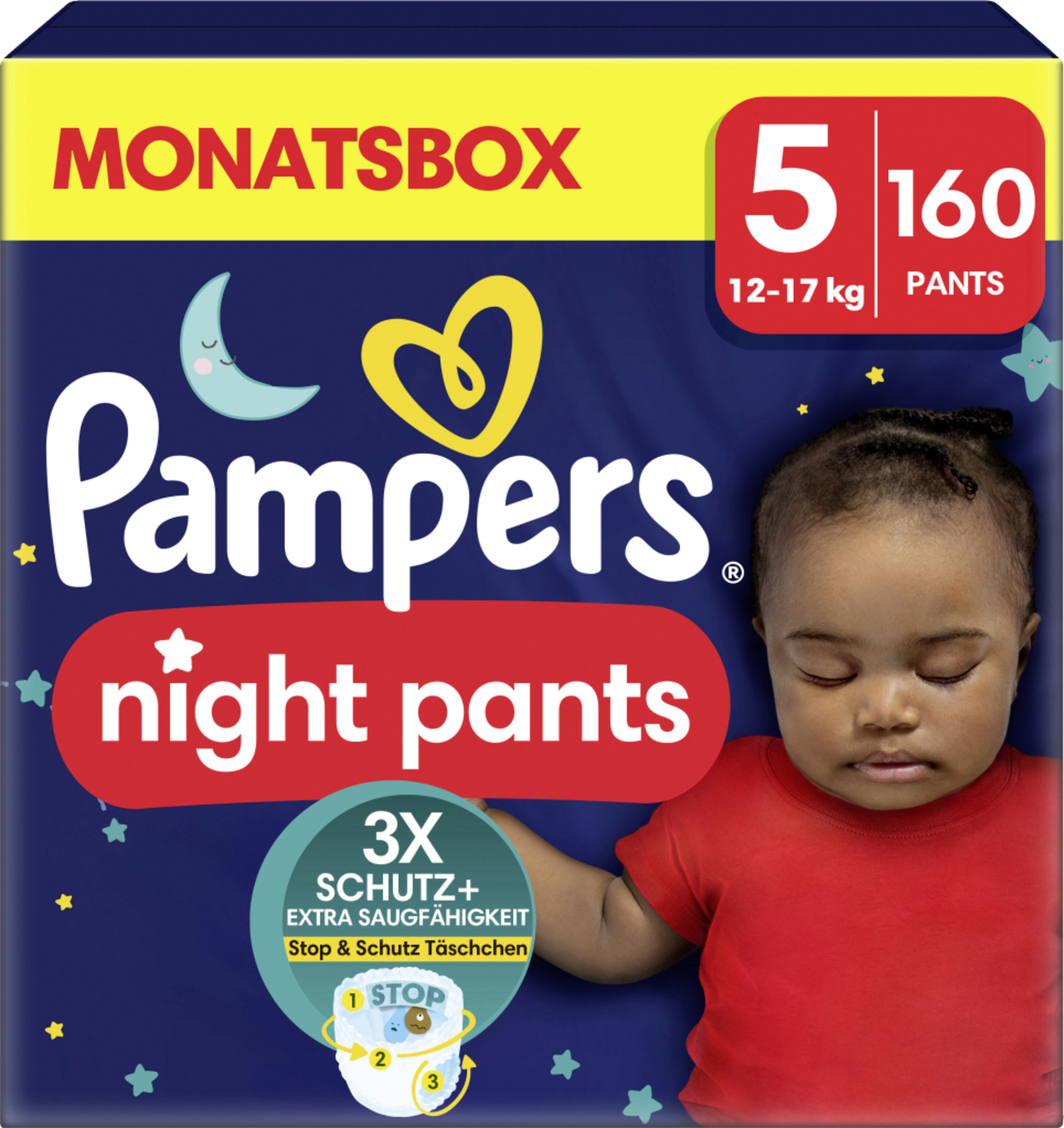Pampers Baby Dry Night Pants bleer str. 5 (12-17 kg) månedskasse