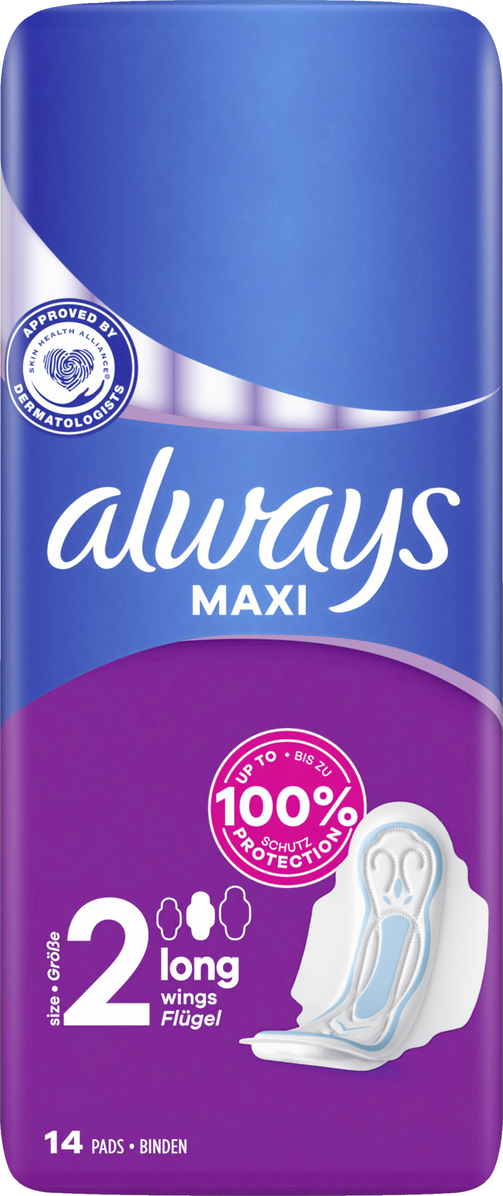 Always Maxi long hygiejnebind med vinger