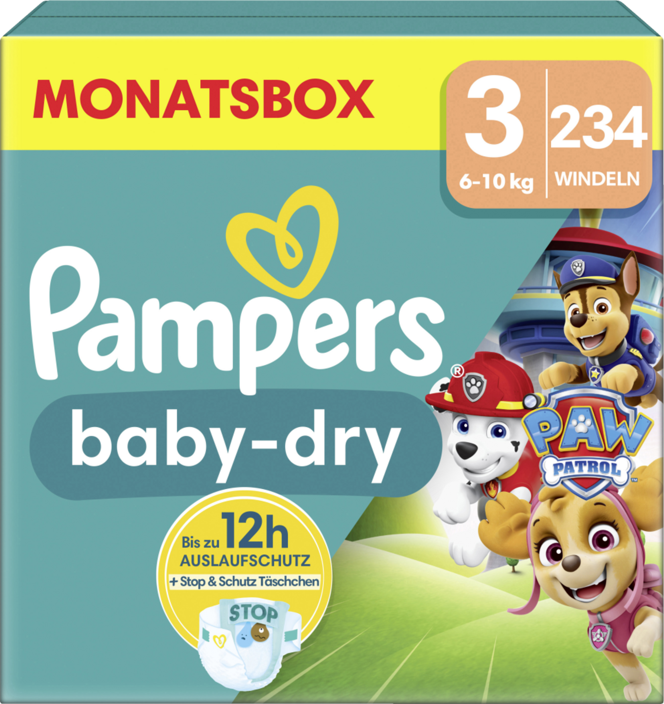 Pampers Baby Dry Paw Patrol bleer str. 3 midi (6-10 kg) månedsboks