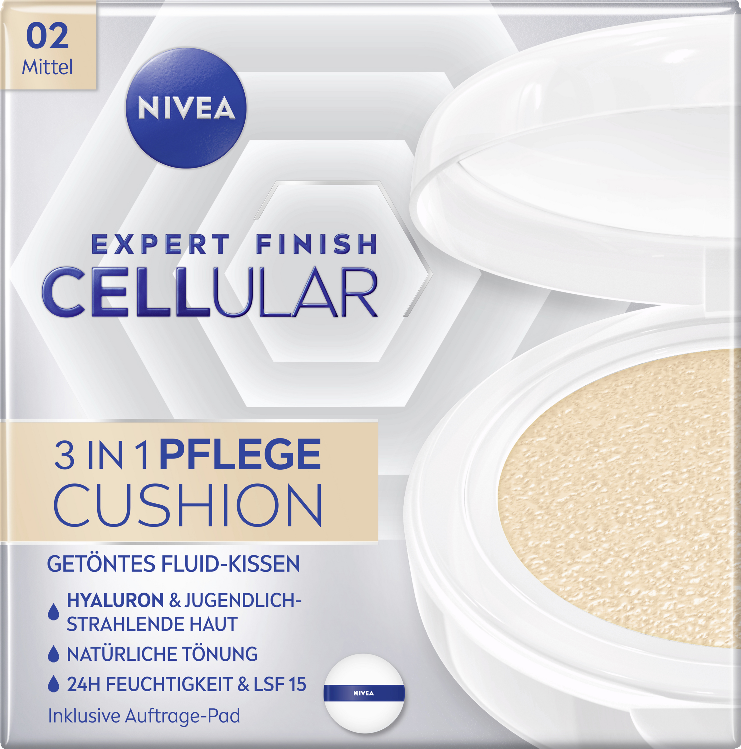 NIVEA Expert Finish Cellular 3in1 pleje Cushion 02 Mellem