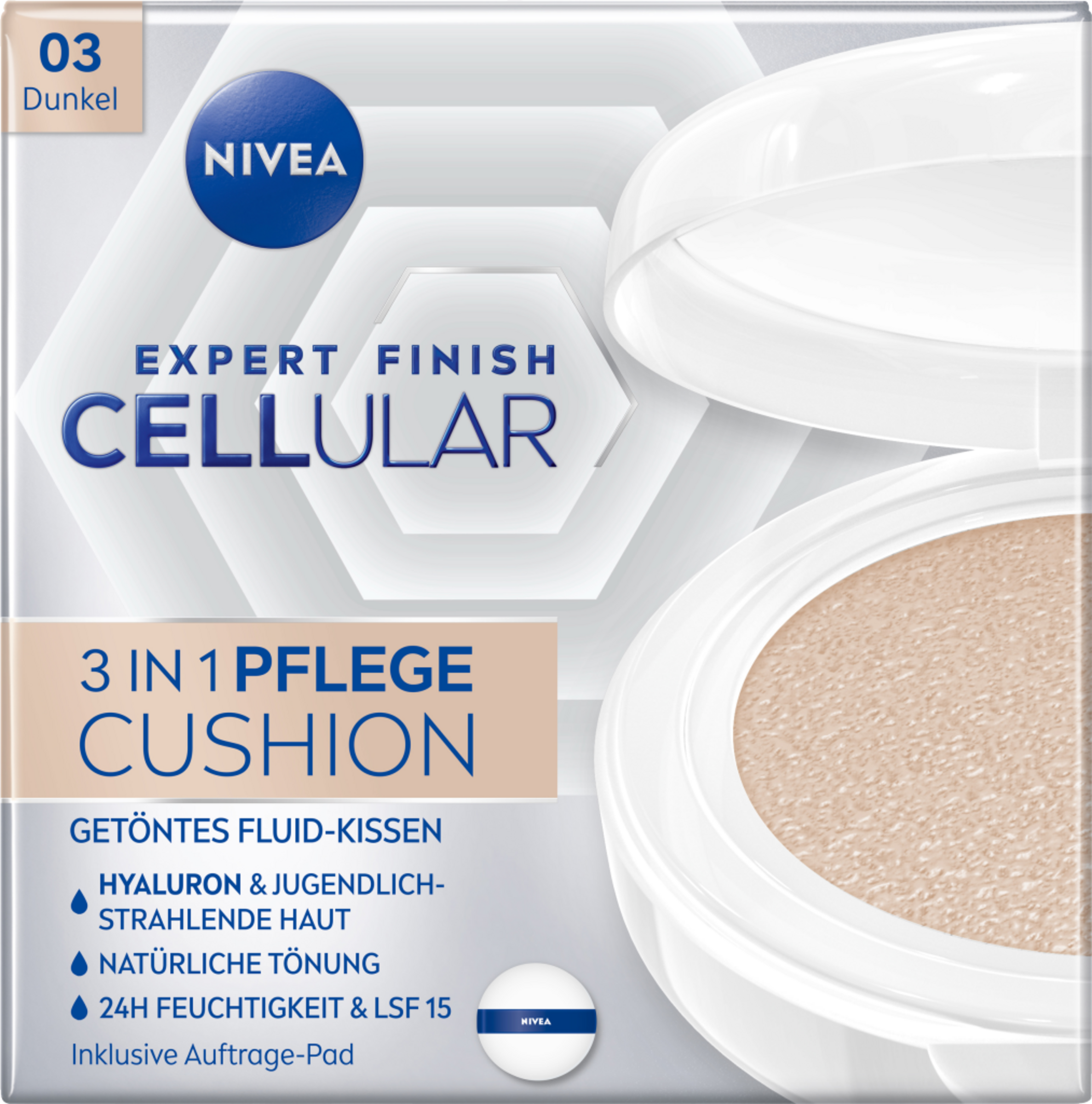 NIVEA Expert Finish Cellular 3-i-1 pleje Cushion 03 mørk