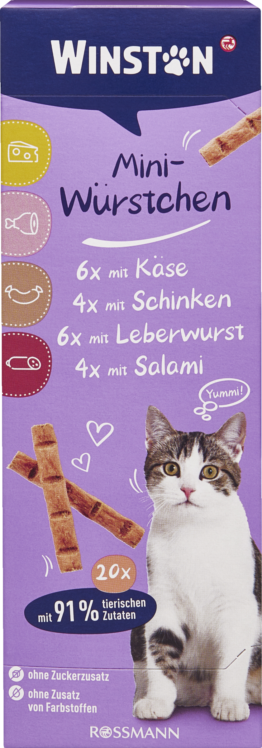 Winston Winston minipølser: med ost, med skinke, med leverpølse, med salami