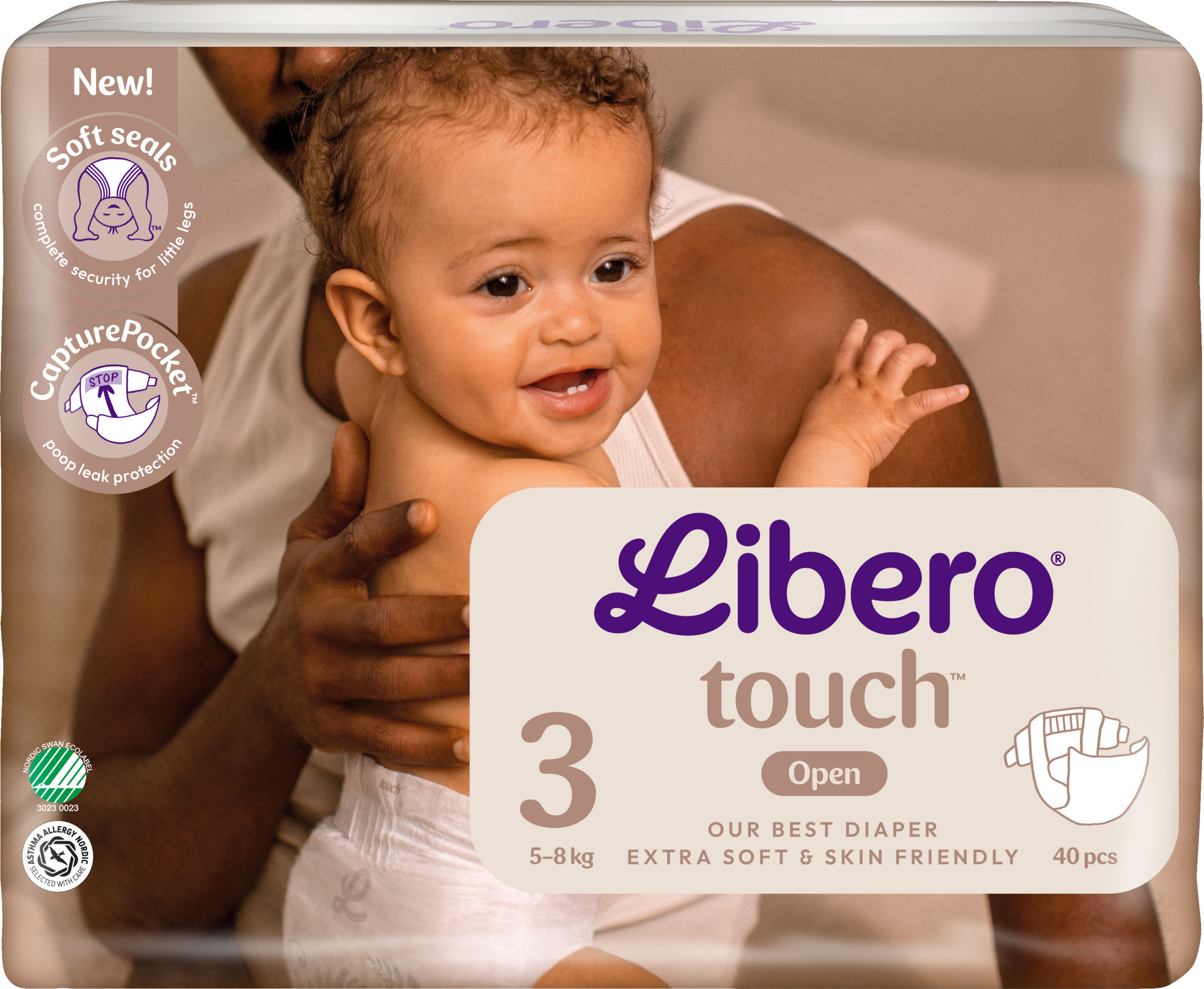 Libero Touch åben ble str. 3, 40 stk., 5-8 kg