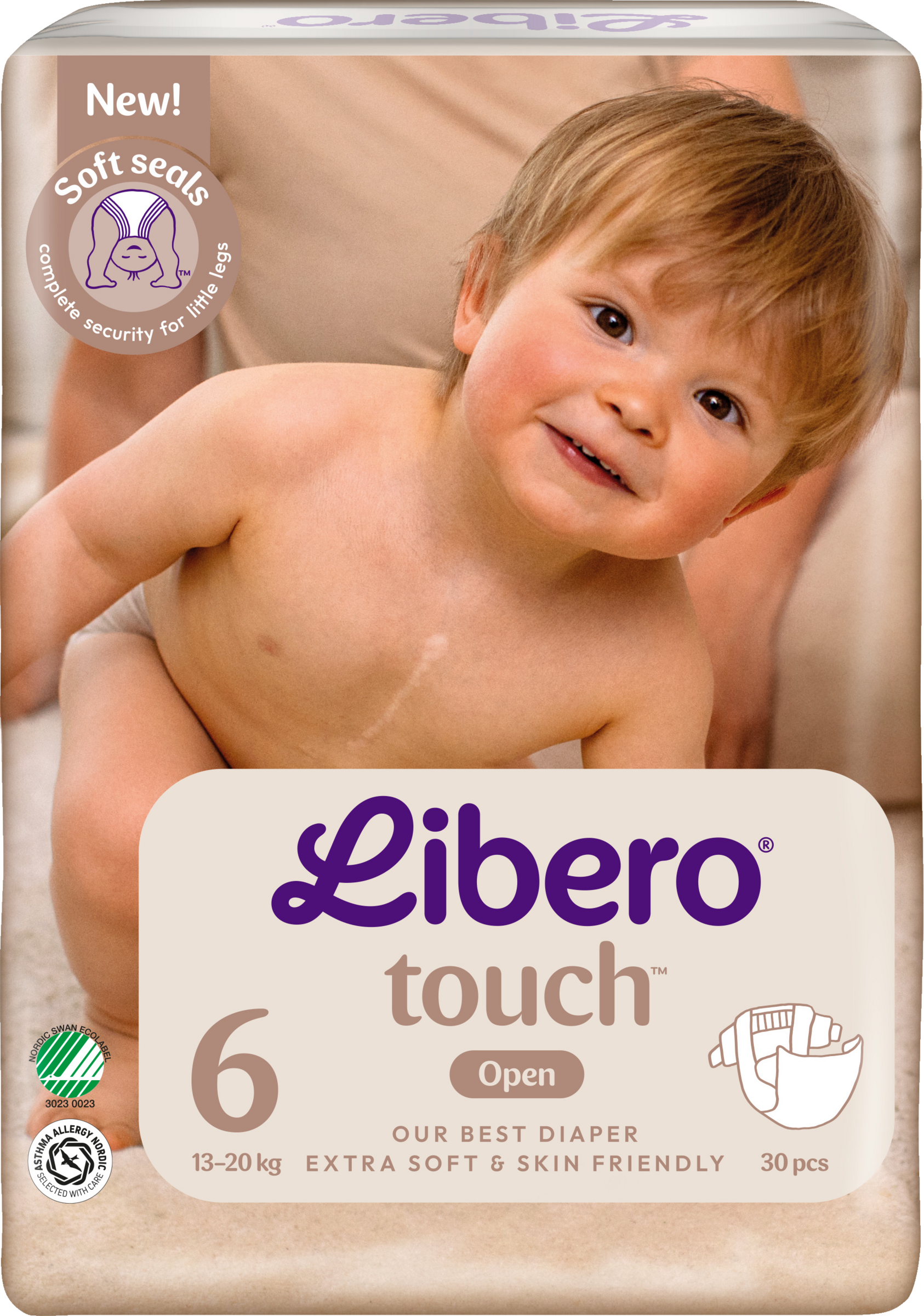 Libero Touch åben ble str. 6, 30 stk., 13-20 kg