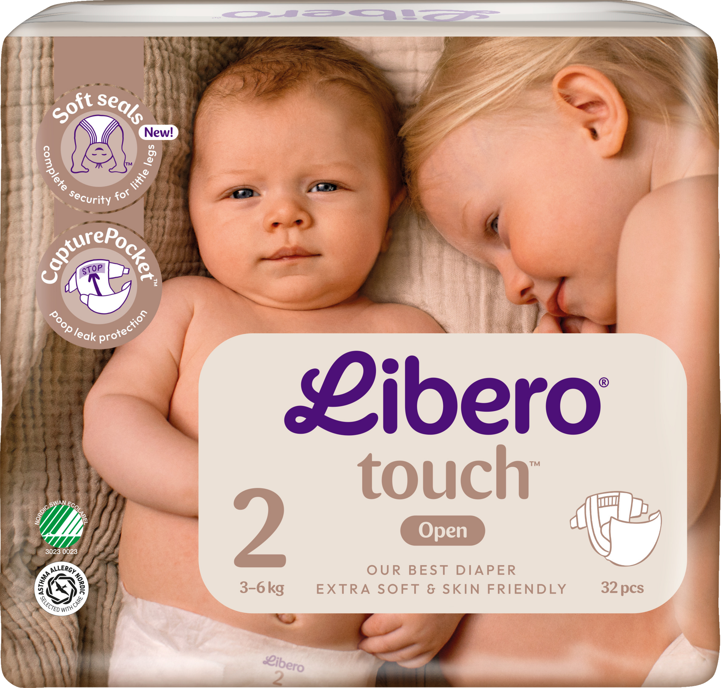 Libero Touch bleer str. 2, 32 stk., 3-6 kg
