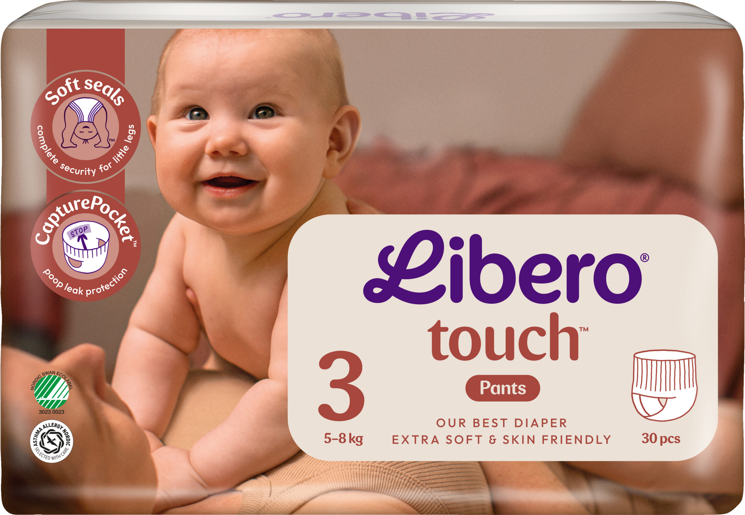 Libero Touch  bukseble str. 3, 30 stk., 5-8 kg