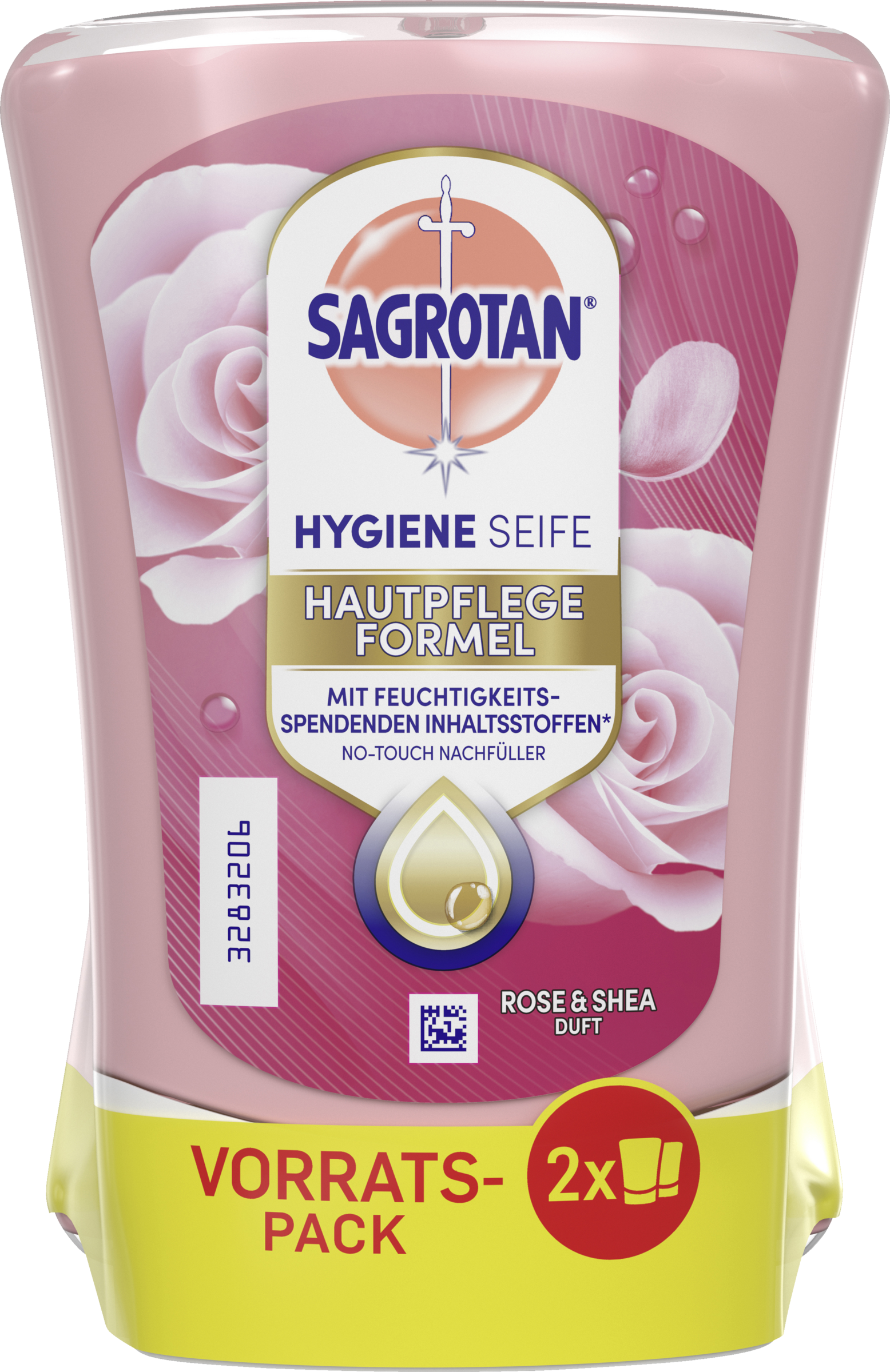 Sagrotan No-Touch Rose & Shea refill-pose i kombinationssæt