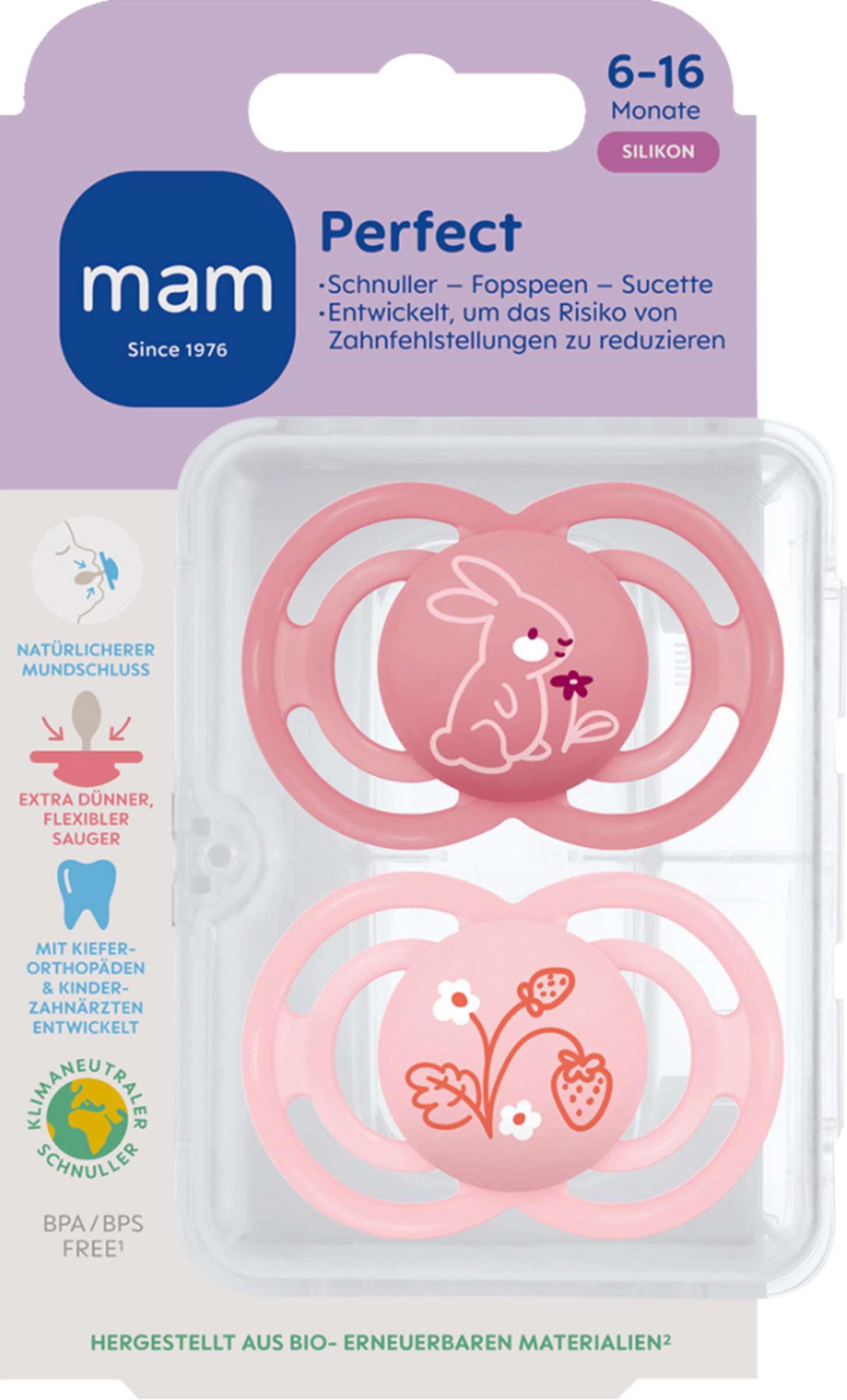 MAM Perfect silikonesut 6-16 pink