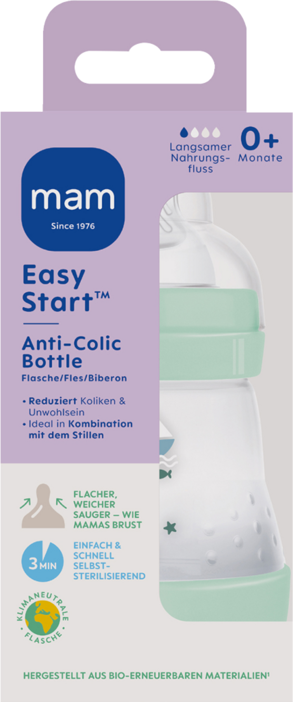 MAM Easy Start Anti-Colic babyflaske 160 ml, 0+ mint