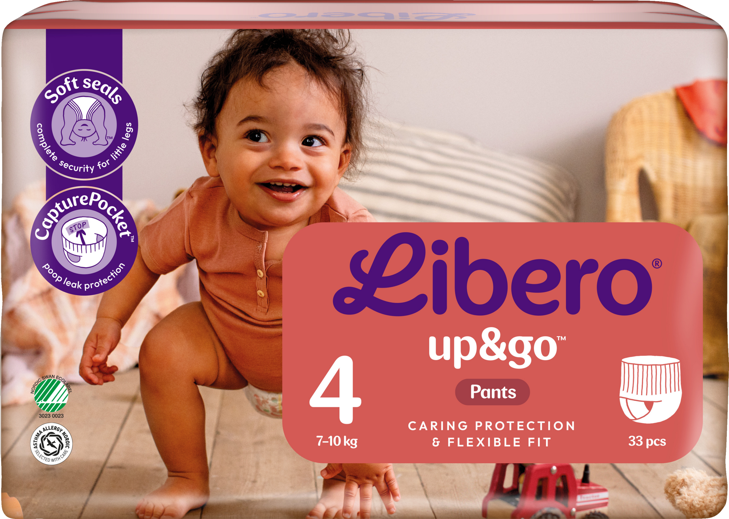 Libero Up&Go bukseble str. 4, 33 stk., 7-10 kg