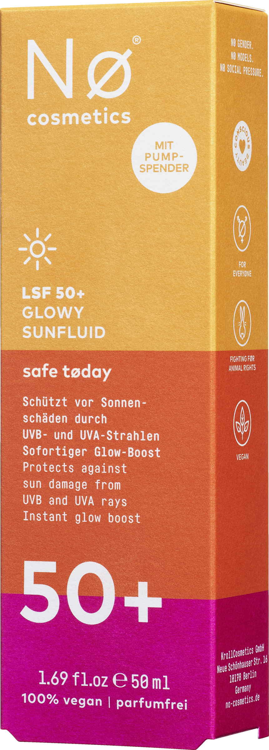 Nø Glowy Sunfluid solcreme solfaktor 50+