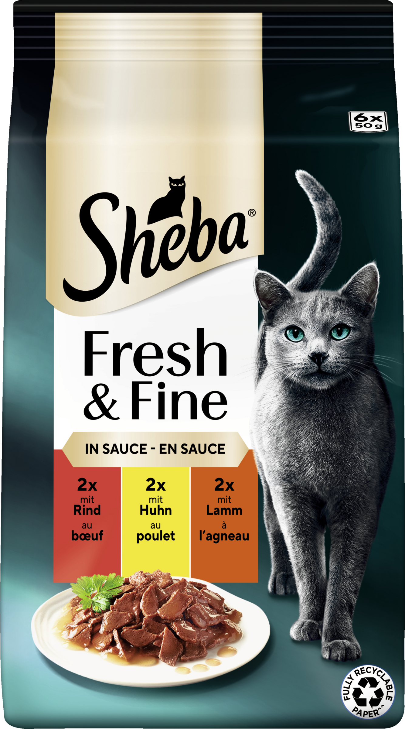 Sheba Fresh Fine Multipack portionspose oksekød kylling lam i sauce