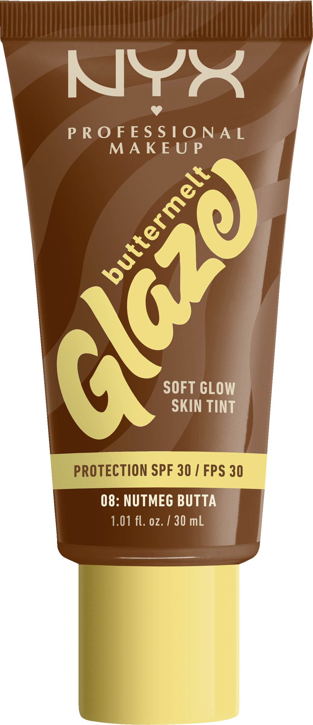 NYX Professional MakeUp Buttermelt Glaze Foundation 08 Nutmeg Butta solfaktor 30