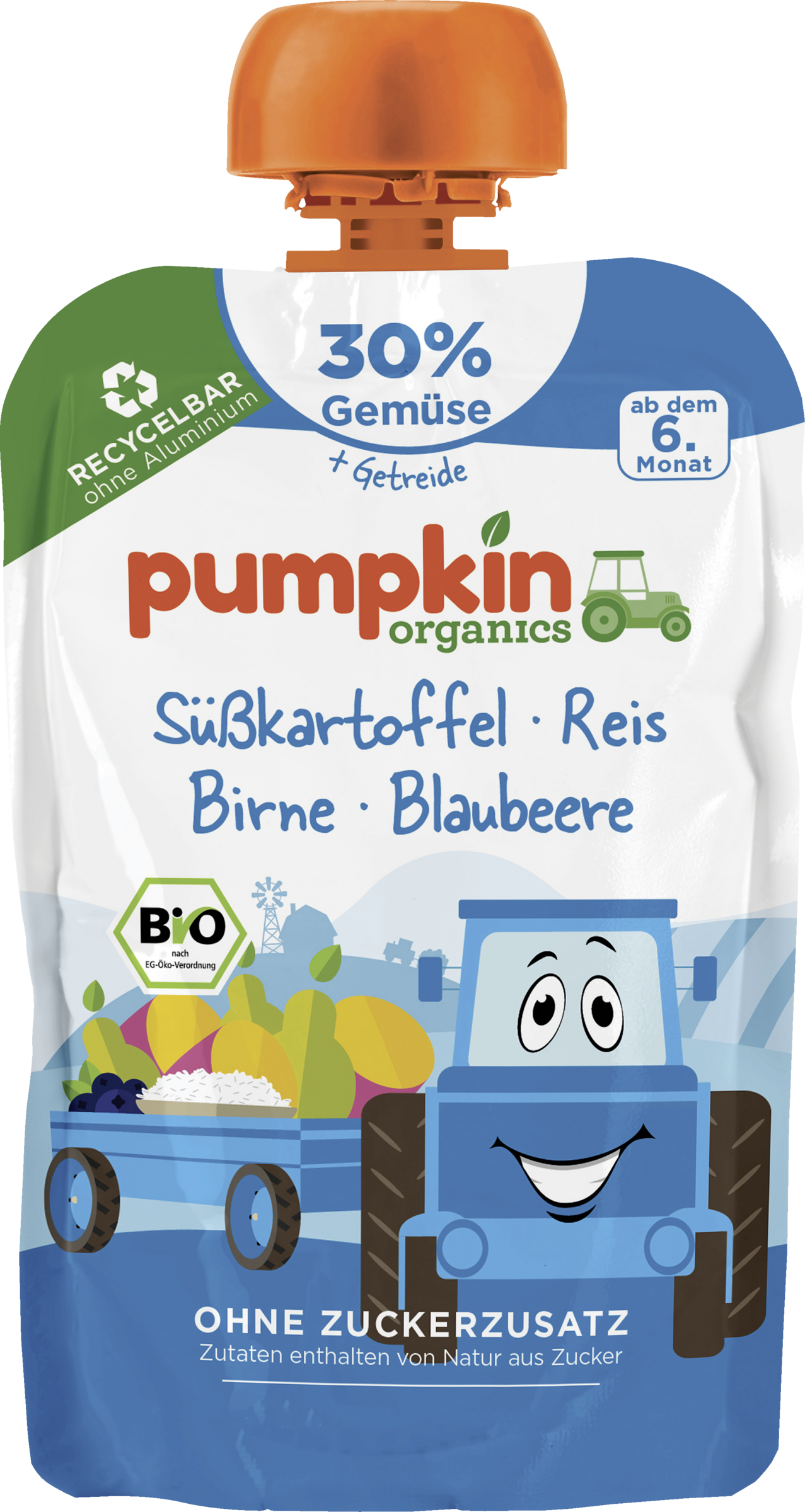 Pumpkin Organics Økologisk puré med sød kartoffel, ris, pære og blåbær