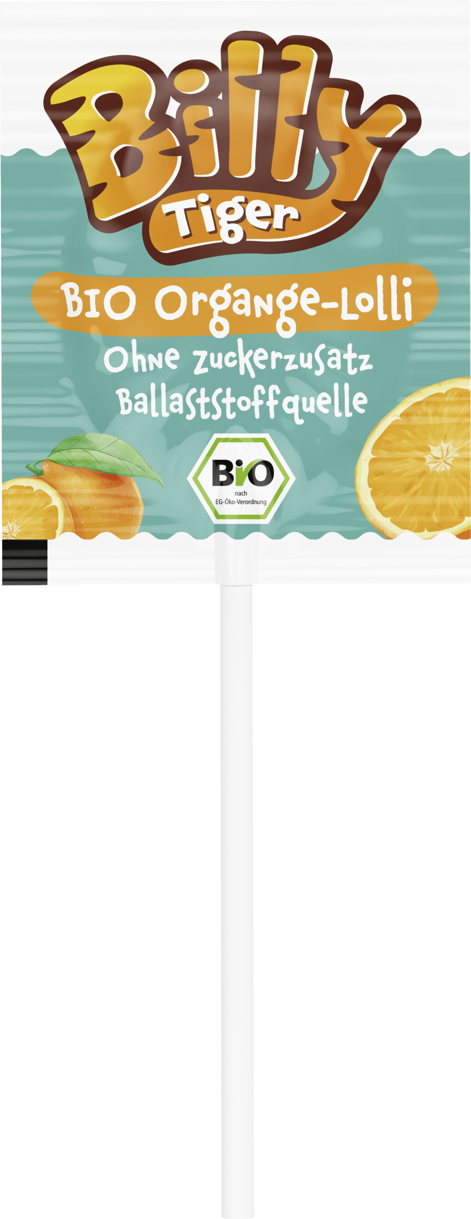 Billy Tiger Økologiske slikkepinde uden tilsat sukker og med appelsinsmag