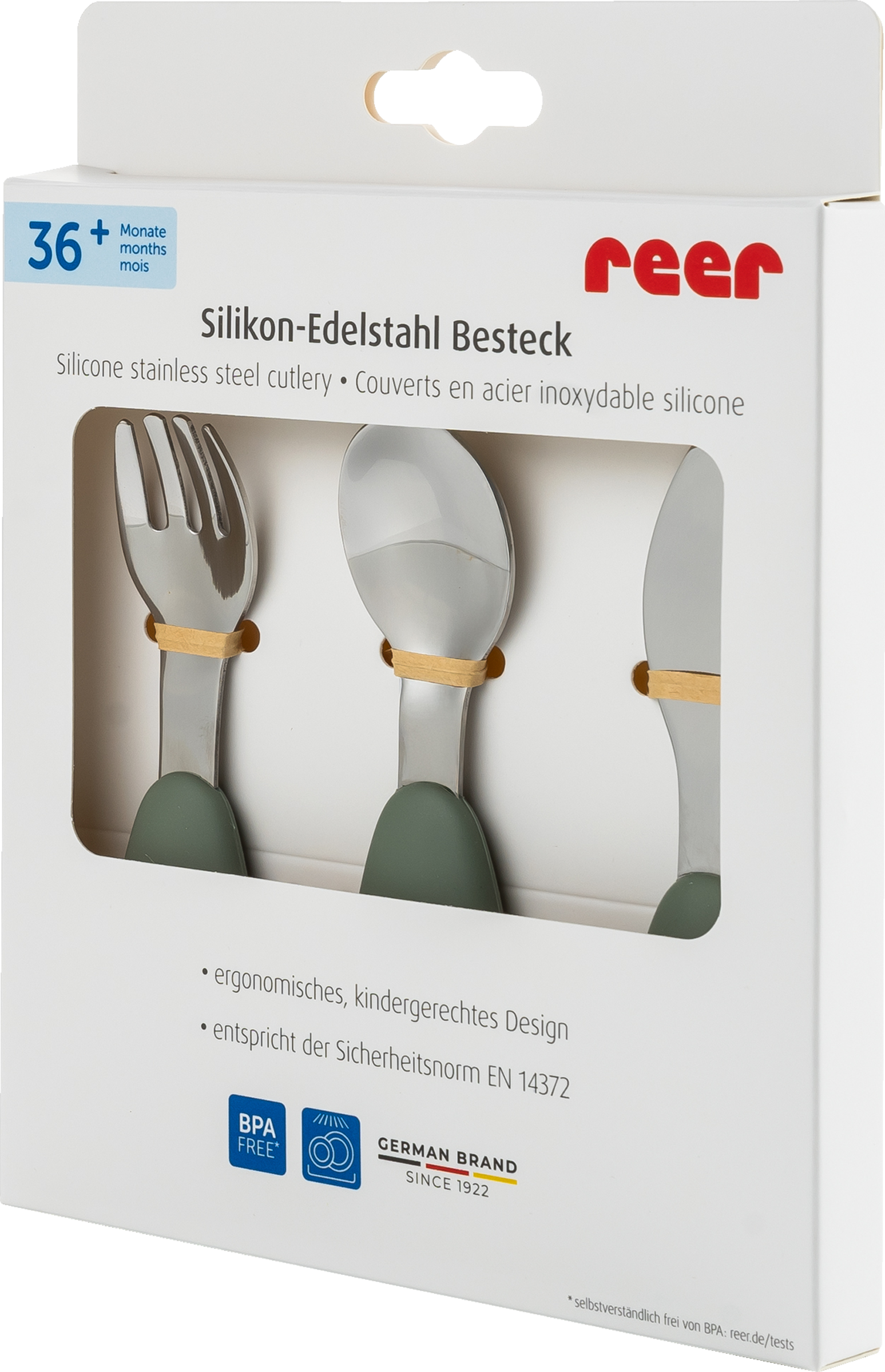 reer Bestik i rustfrit stål med silikone, 3 dele