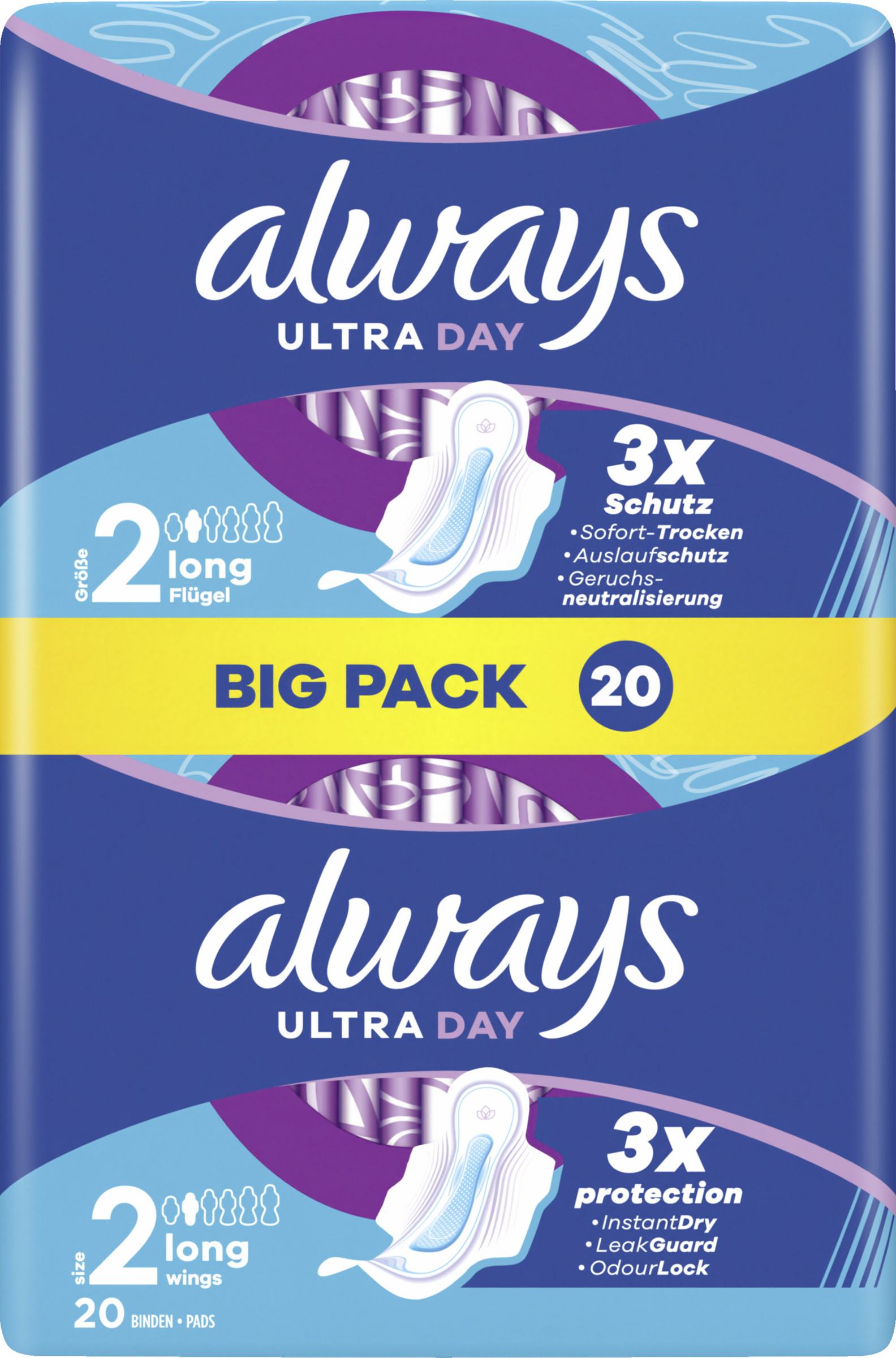 Always Ultra Day bind Long med vinger, størrelse 2, BigPack