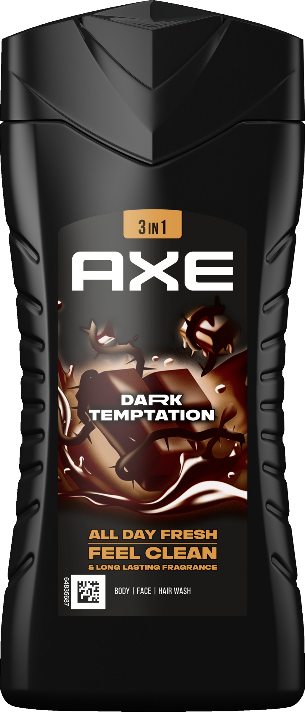 AXE 3-in-1 Dark Temptation bodyshampoo og shampoo til krop, ansigt og hår