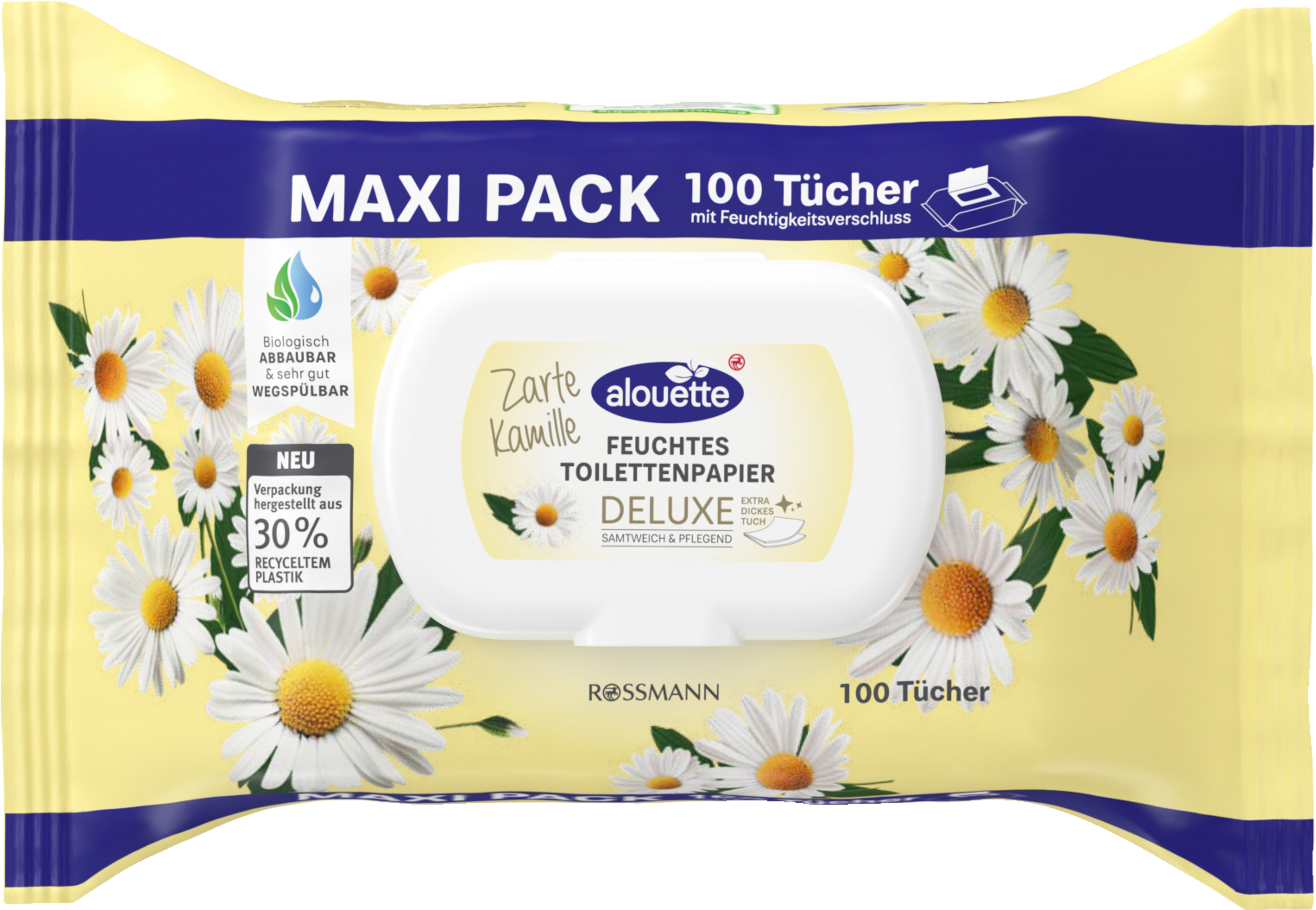 alouette Deluxe Maxi Pack fugtet toiletpapir med kamille