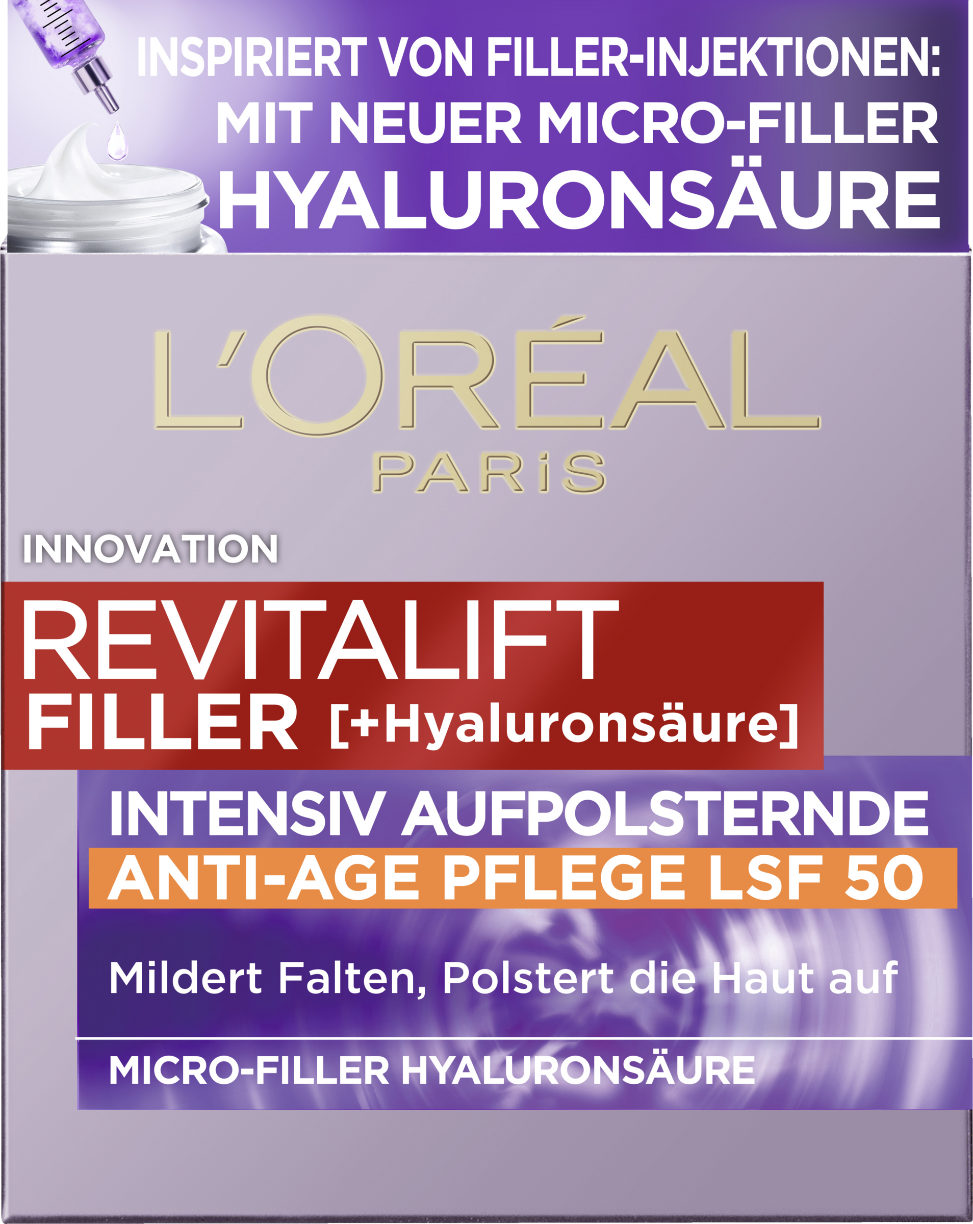 L’Oréal Paris Revitalift Filler [+hyaluronsyre] intensiv opstrammende anti-age-dagcreme med SPF 50