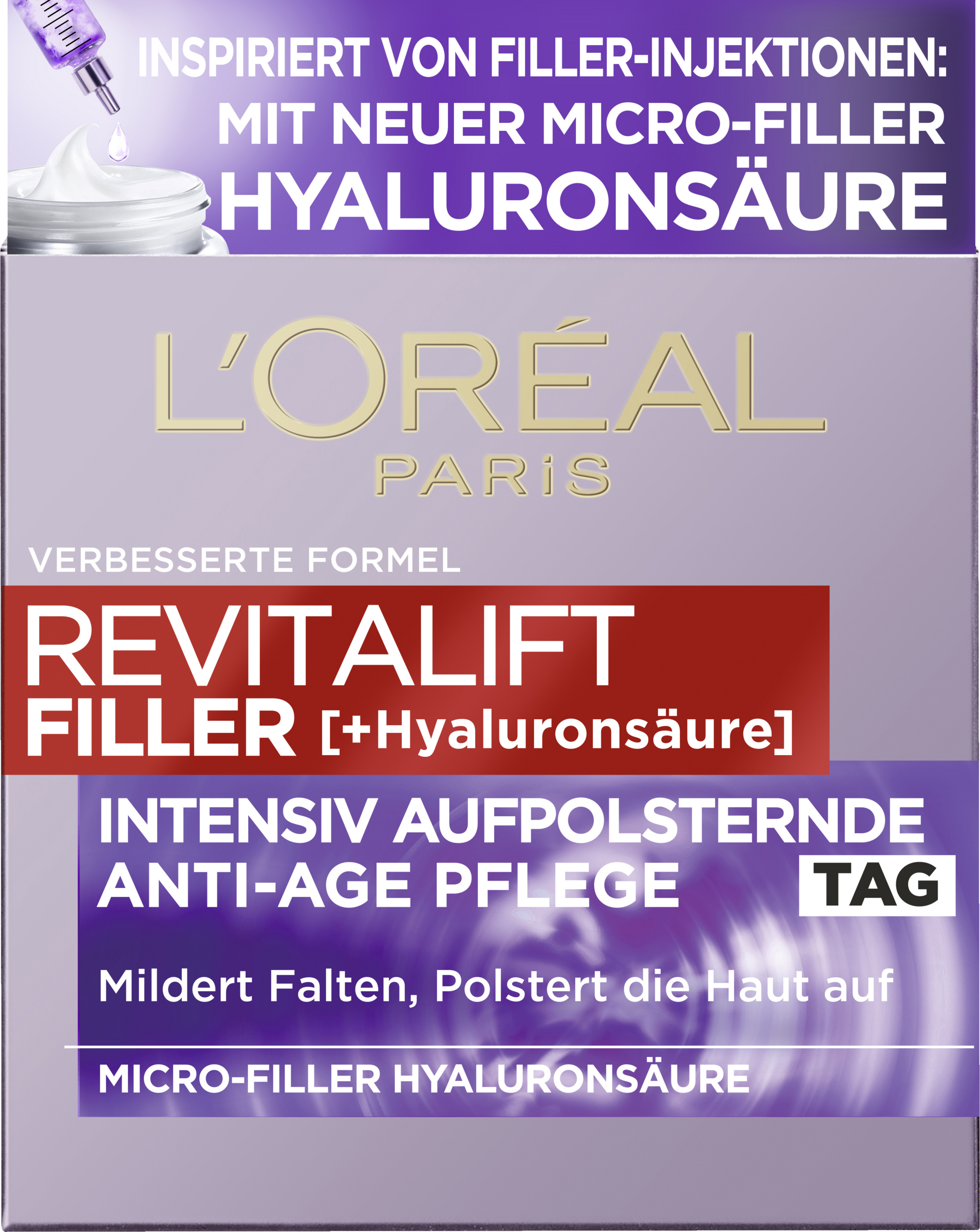 L’Oréal Paris Revitalift Filler [+hyaluronsyre] intensiv udfyldende og plejende dagcreme med anti-ageing-effekt