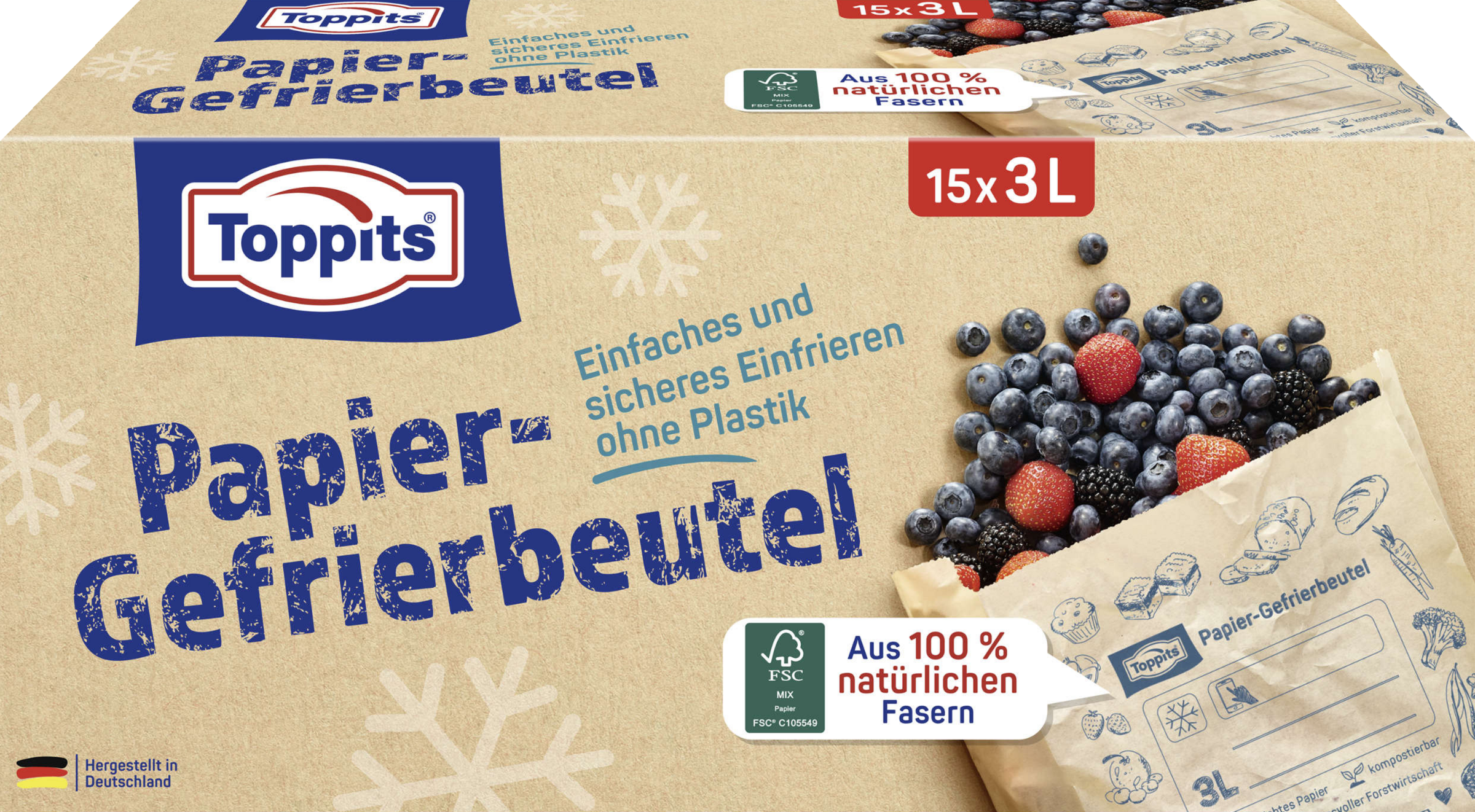 Toppits Frysepose papir 3 l