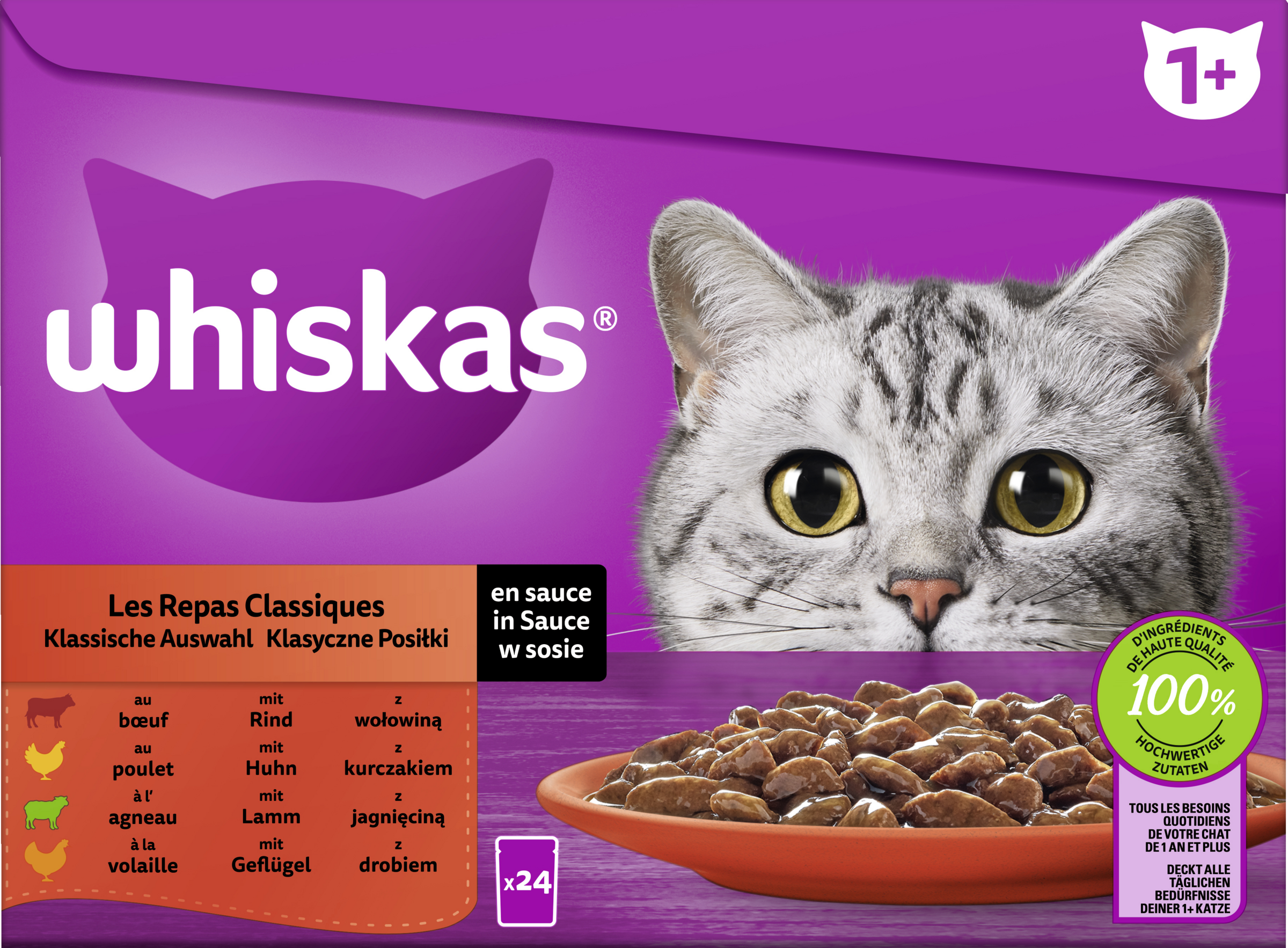 Whiskas Multipack 1 portionspose klassisk udvalg i sauce