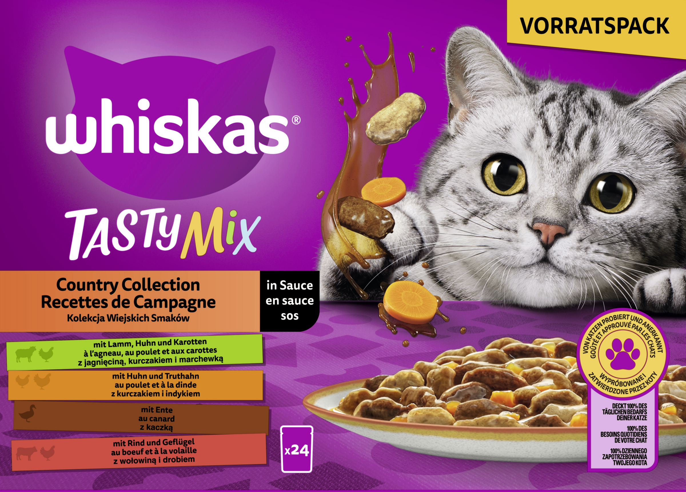 Whiskas TASTY MIX Vådfoder til katte Country Collection i sauce Portionspose