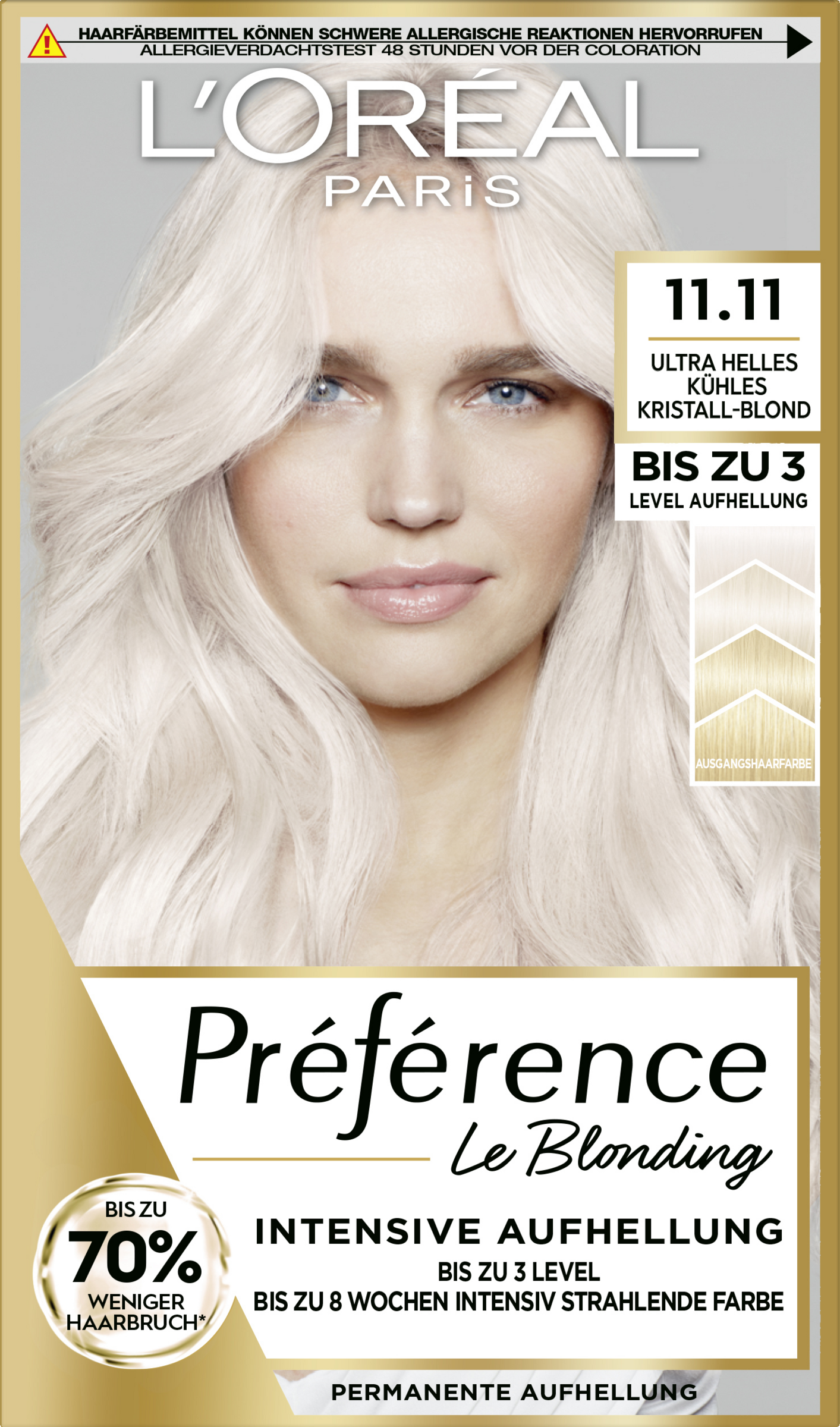L’Oréal Paris Préférence Permanent lysning Le Blonding 11.11 Ultralys kølig krystalblond