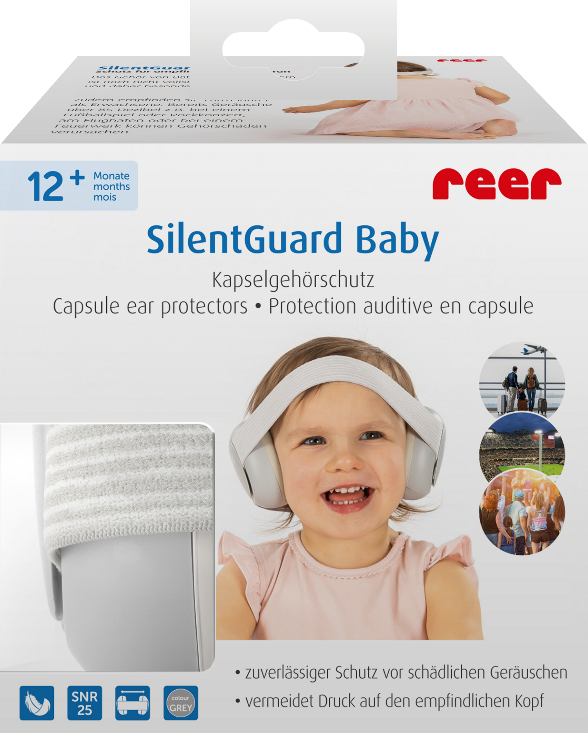 reer 53261 SilentGuard Baby høreværn, grå