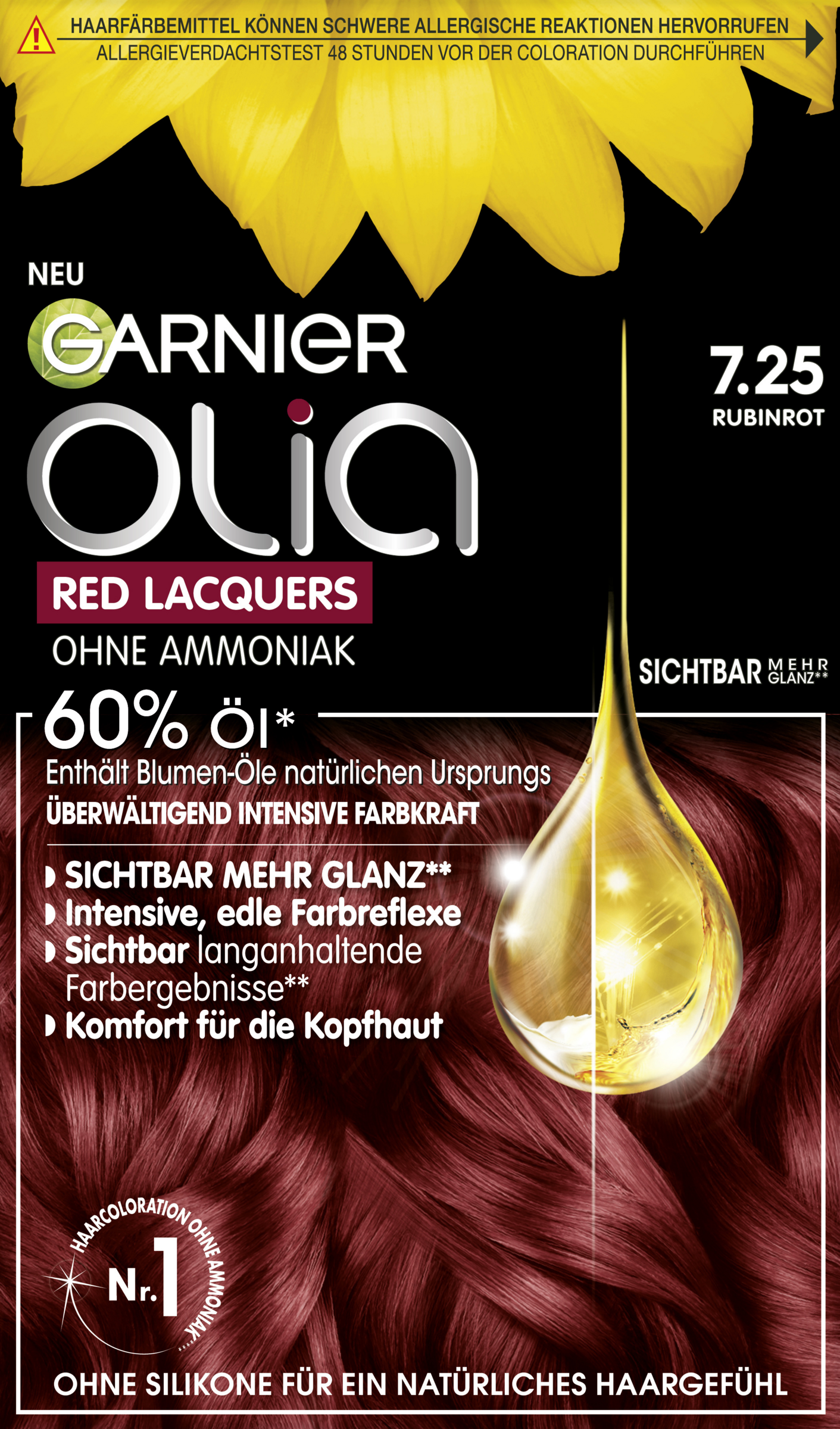 Garnier Olia Permanent hårfarve 7.25 rubinrød