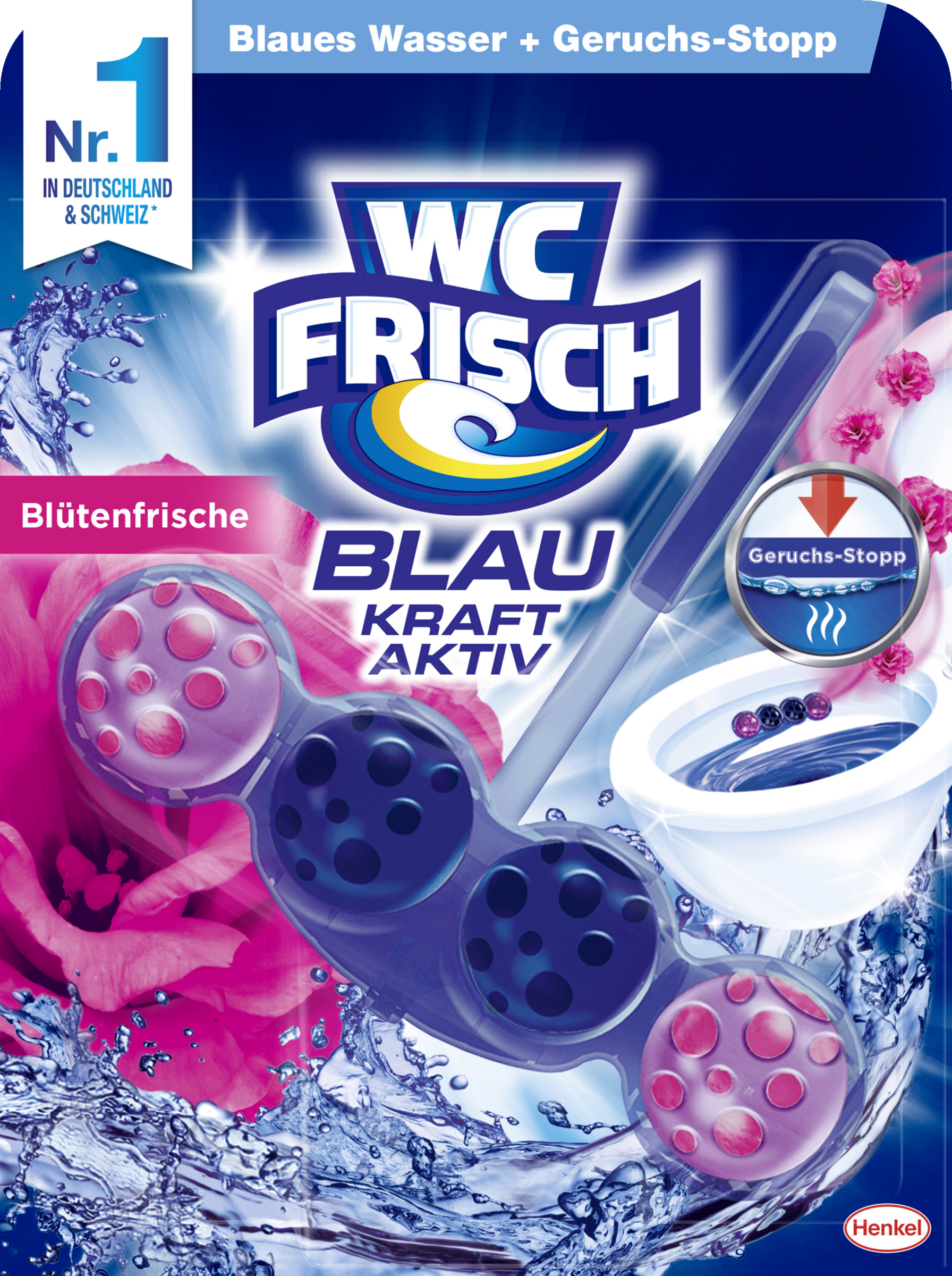 WC FRISCH Power Active blå duftfrisker blomsterfrisk